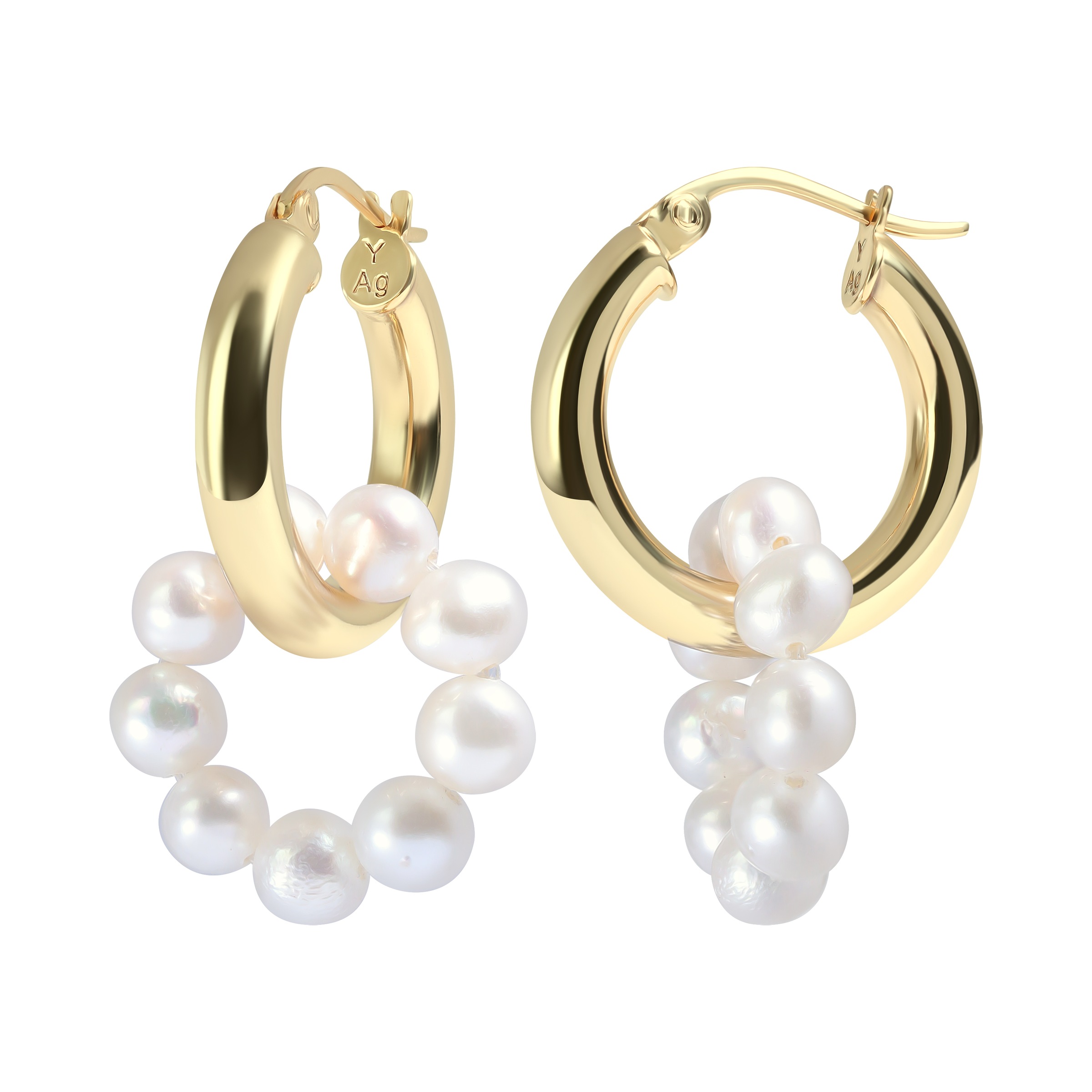FIRETTI Multipack Hoop Earrings Yellow Gold/White 17mm 2