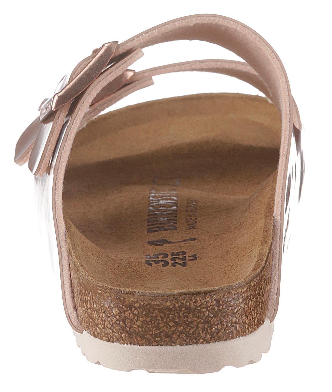 Birkenstock Pantolette »ARIZONA BF ELECTRIC METALLIC«, in toller Metallic-Optik und schmaler Schuhweite
