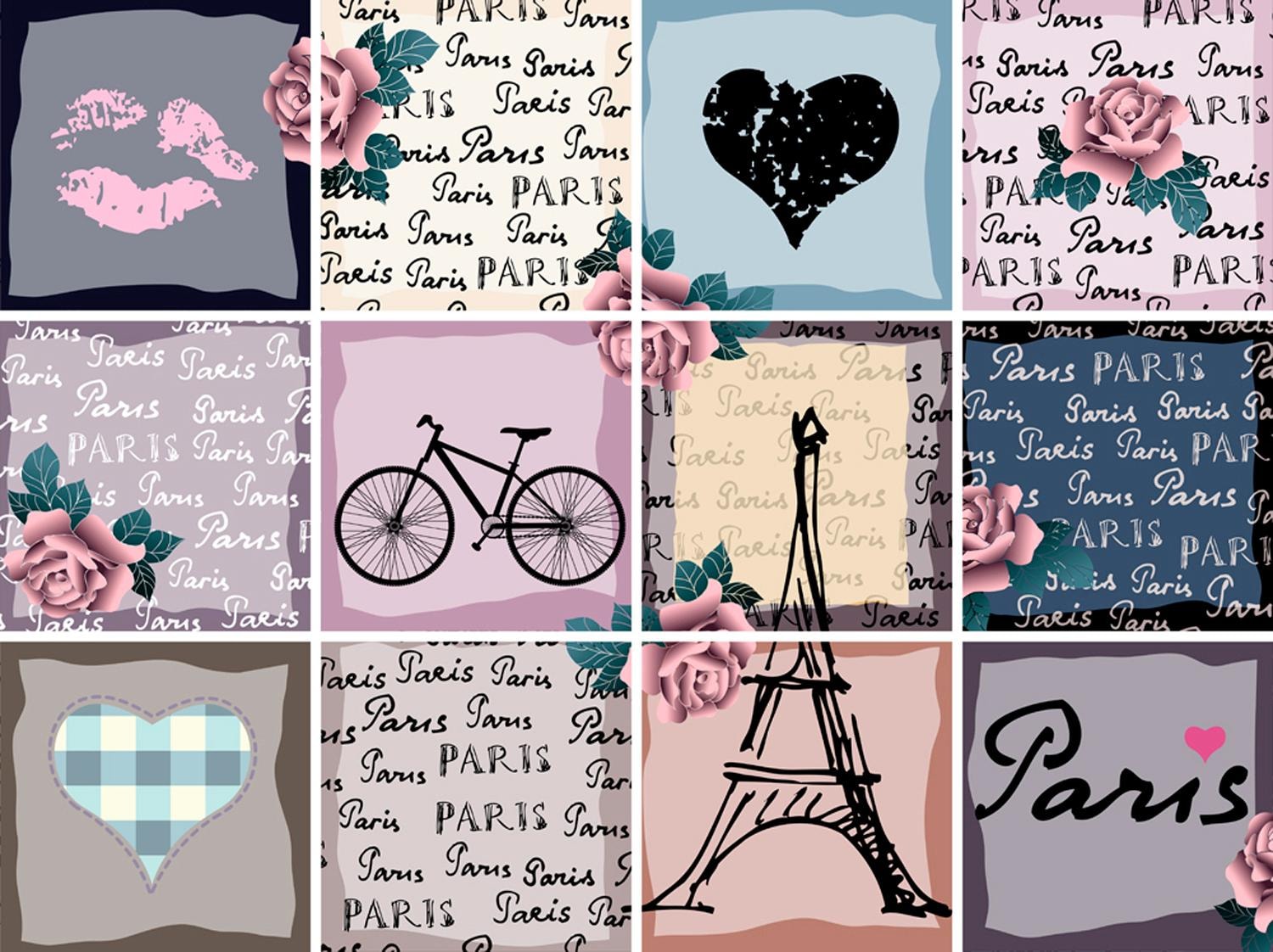 queence Fliesenaufkleber "Paris", (12 St.), Stickerfliesen, selbstklebend, Sticker, 12er Set