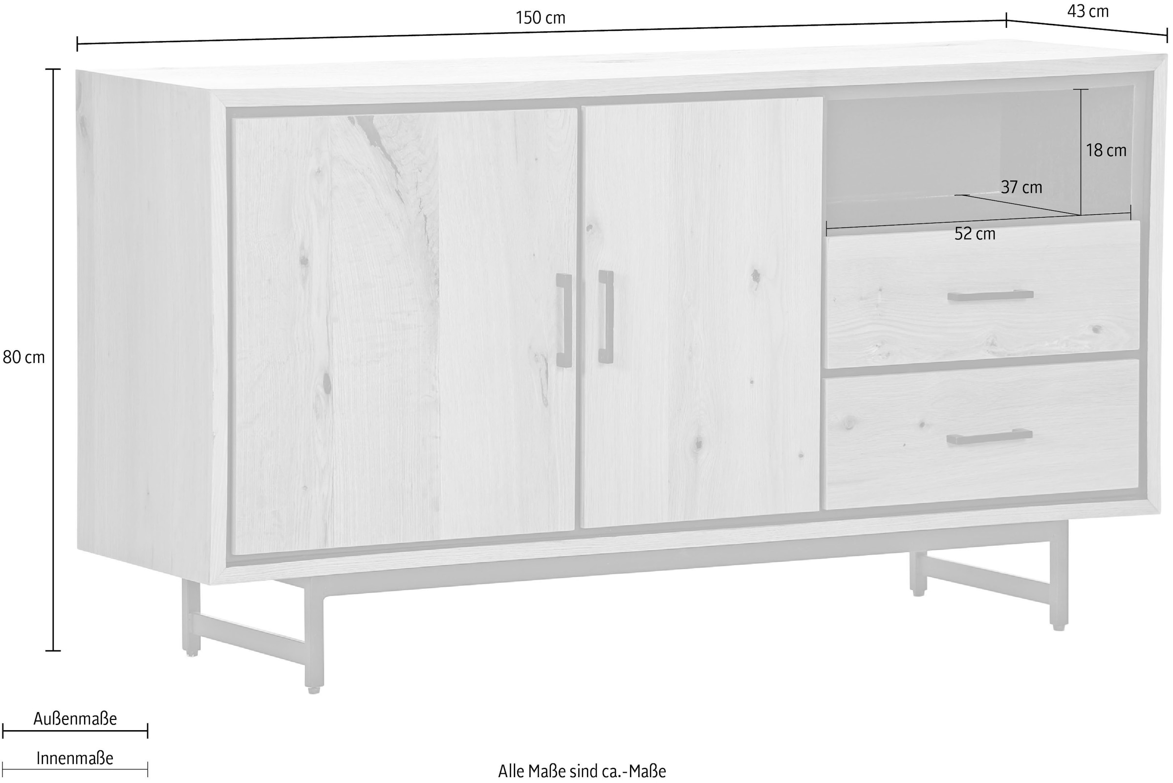 Gutmann Factory Sideboard, Kommode, Breite 150 cm