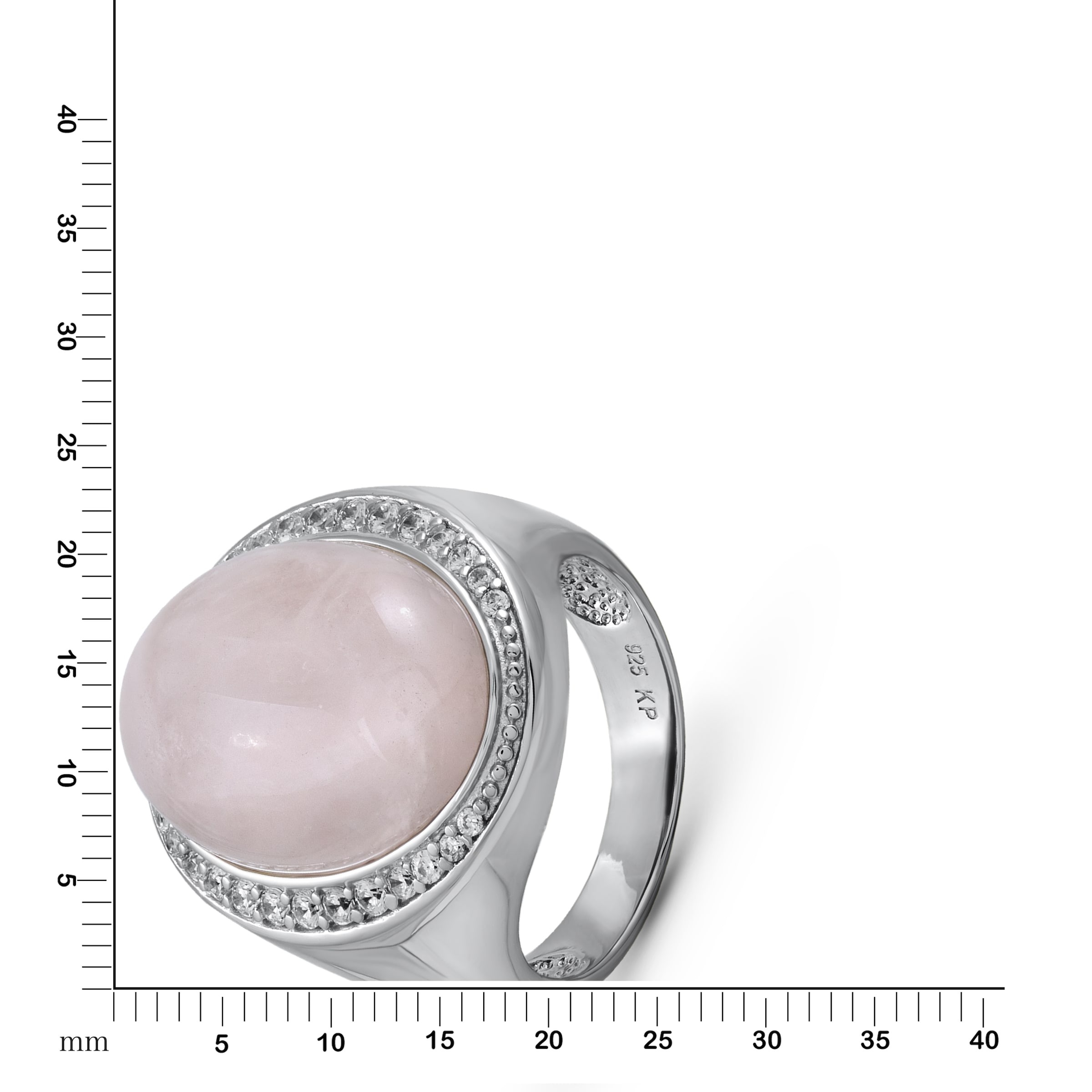 Zeeme Fingerring »Silber 925 rhodiniert mit echtem Rosaquarz und Zirkonia«