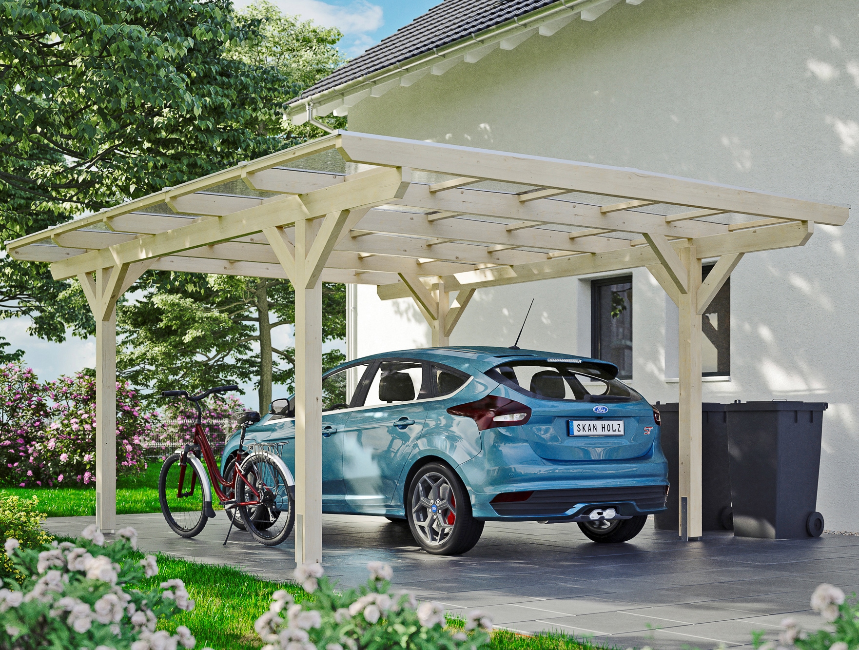 Skanholz Einzelcarport "Odenwald" Leimholz 326 cm natur