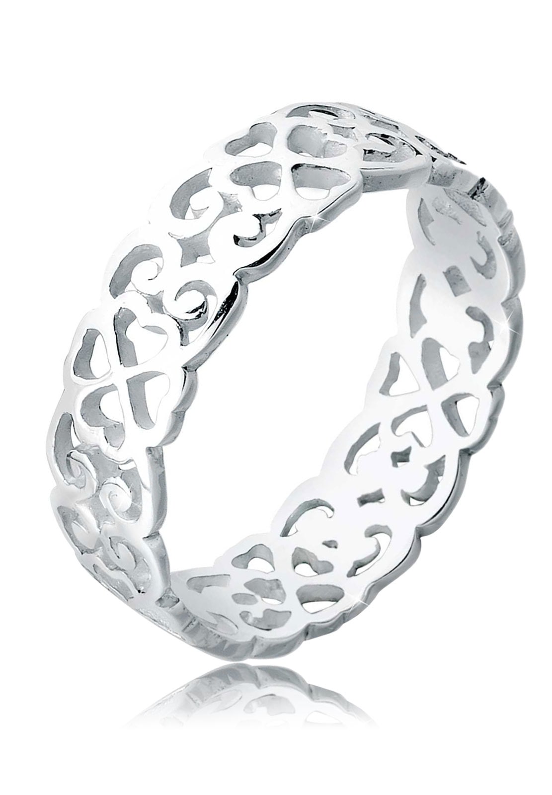 Fingerring »Herz Kleeblatt Ornament Cut Out 925 Silber«