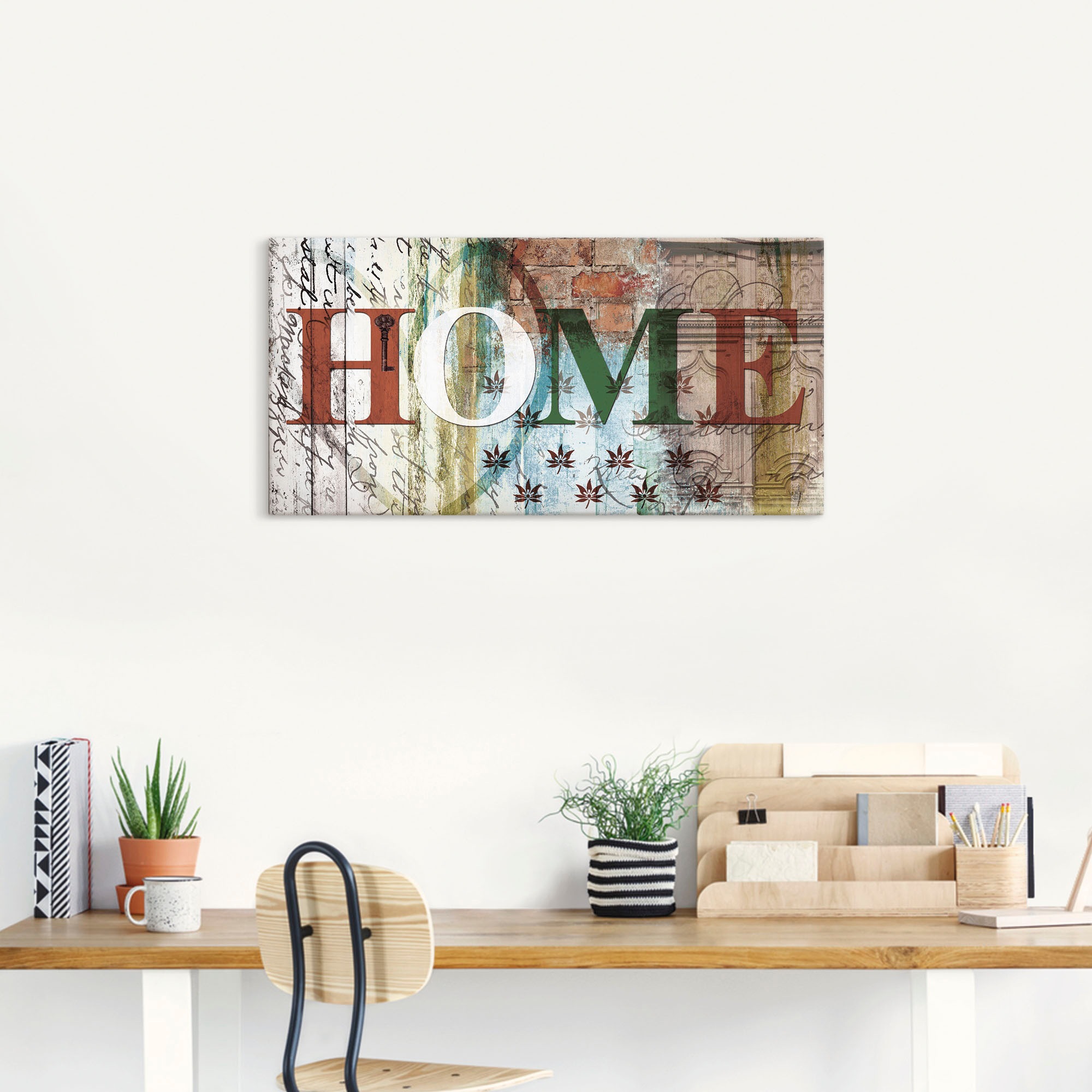 Artland Leinwandbild »Buntes zu Hause in taktvollen Farben«, Sprüche & Texte, (1 St.), auf Keilrahmen gespannt