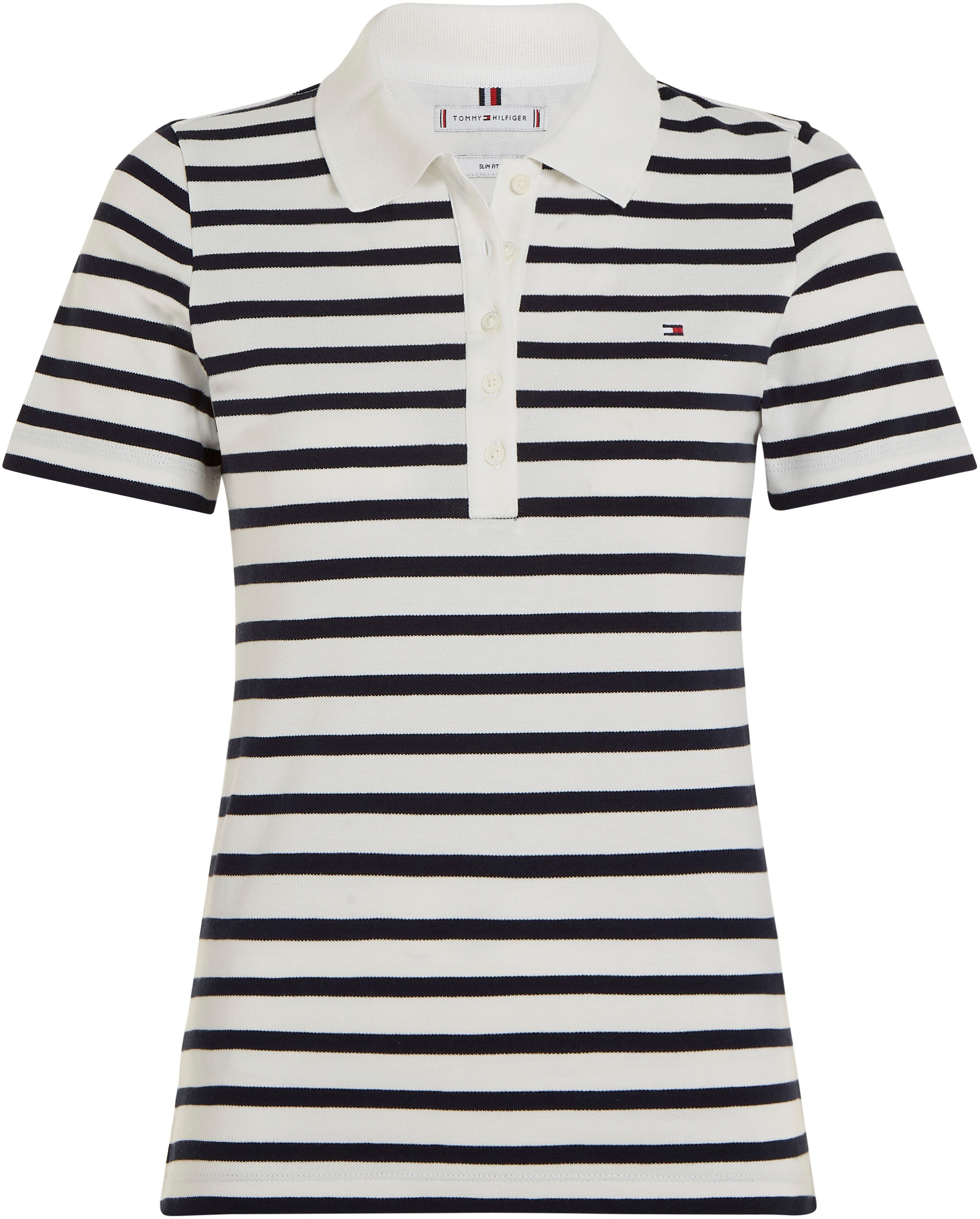 Tommy Hilfiger Poloshirt »1985 SLIM PIQUE STRIPE POLO SS«, mit dezenter Tommy Hilfiger Logostickerei