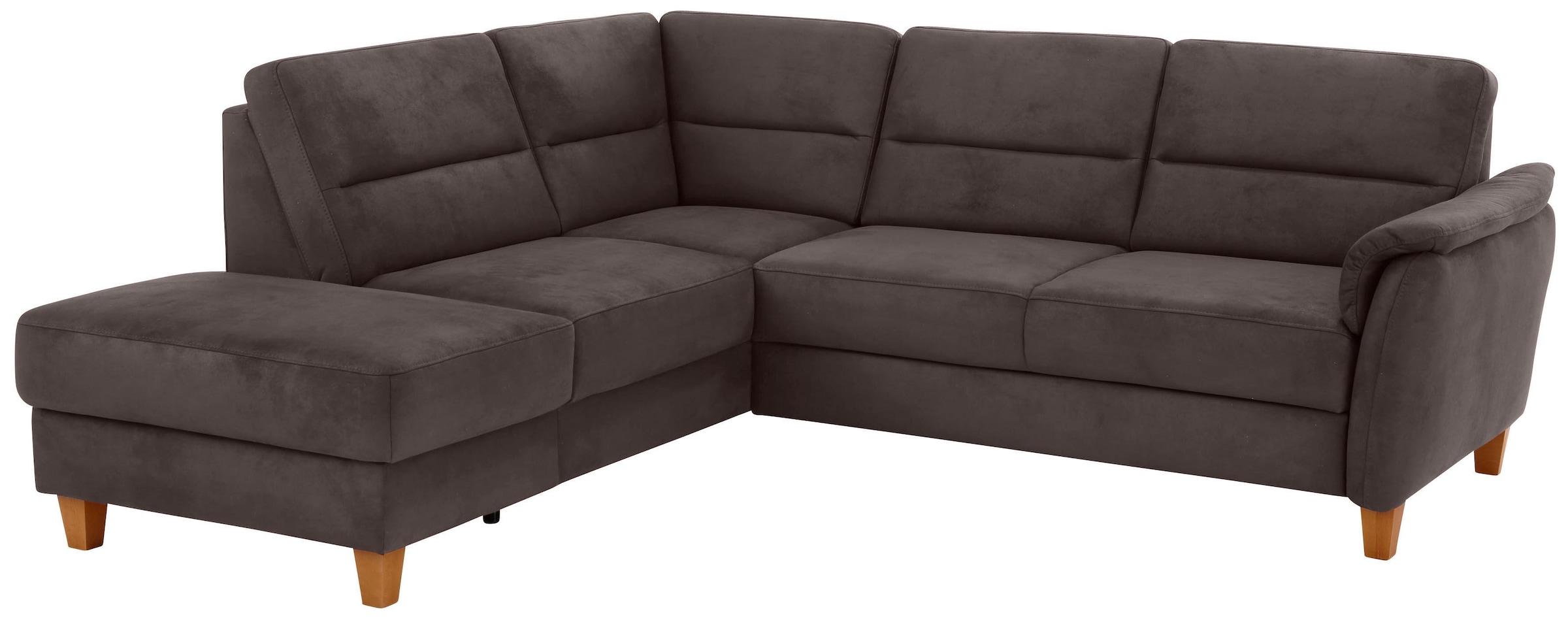 Home affaire Ecksofa "Palmera, L-Form, B: 236 cm, Bettfunktion & Bettkasten wählbar" Federkern-Polsterung, Sitzhöhe 48 cm, handgefertigt, stilvolles Design