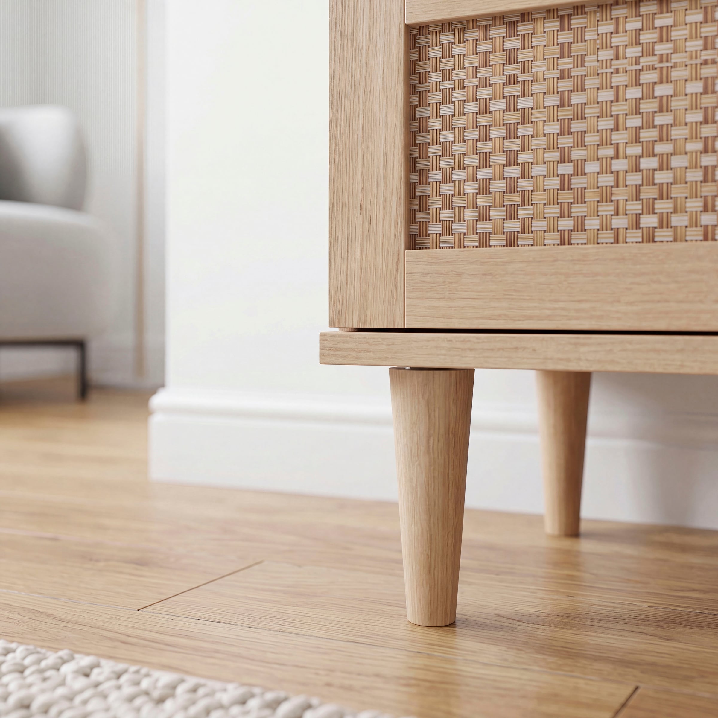 OTTO home Kleiderschrank »ELLIAN mi tWiener Geflechtoptik und warmem Holzdekor« Holzfüße, Metallgriffe, Made in EU, viel Stauraum, FSC® zertifiziert