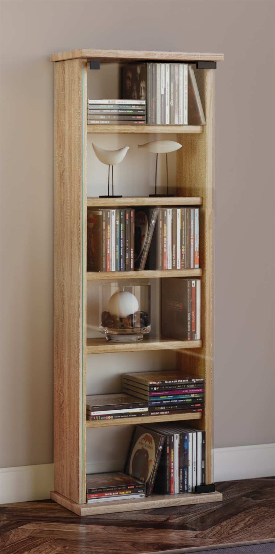 VCM Media-Regal »Holz CD DVD Stand Regal Schrank Vetro Glastür«