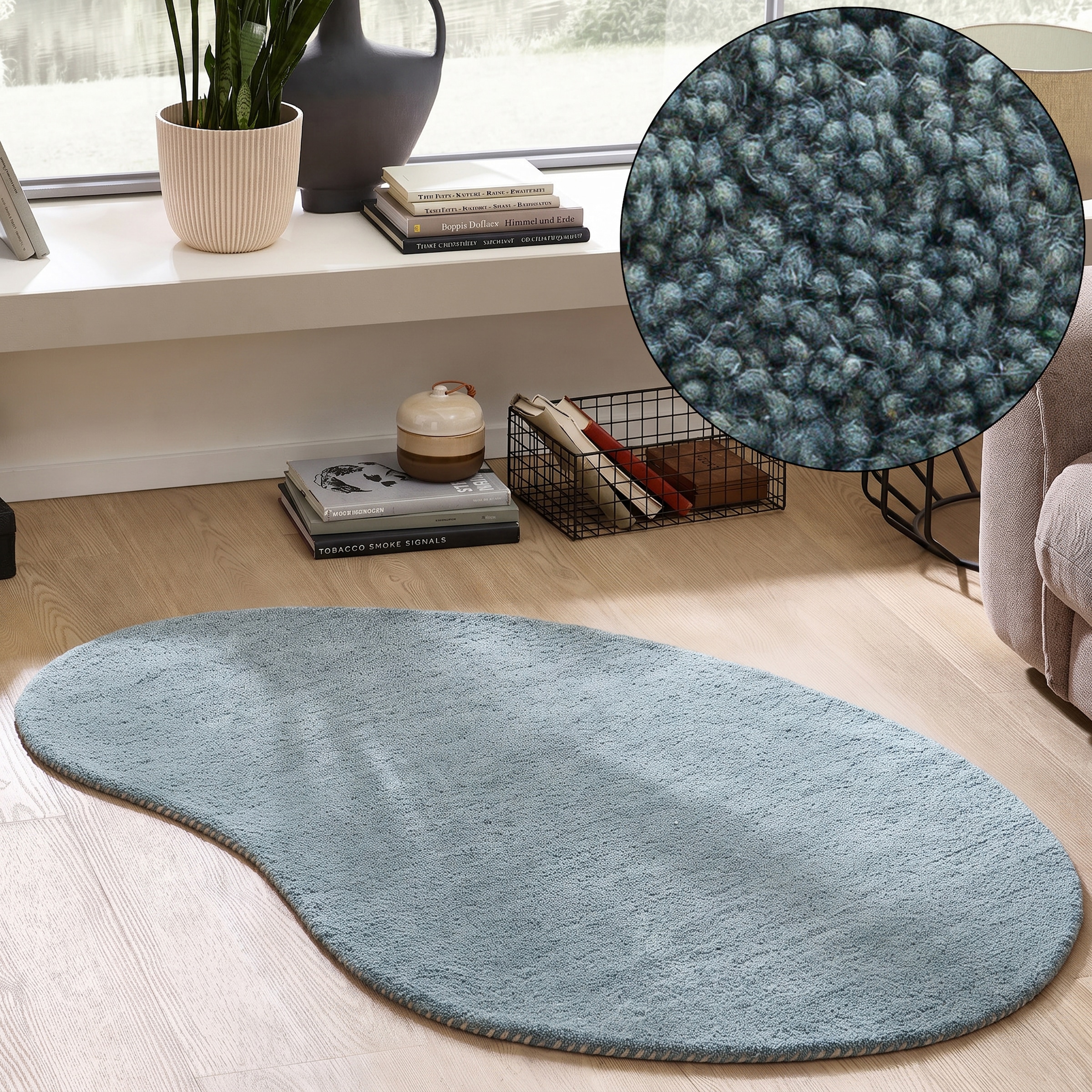 THEKO Wollteppich "Gabbeh Uni, Handgefertigt, meliert, auch als Läufer erhältlich, Wolle" oval 14 mm Höhe Schlafzimmer, Wohnzimmer, Esszimmer, auch als Läufer oder rund