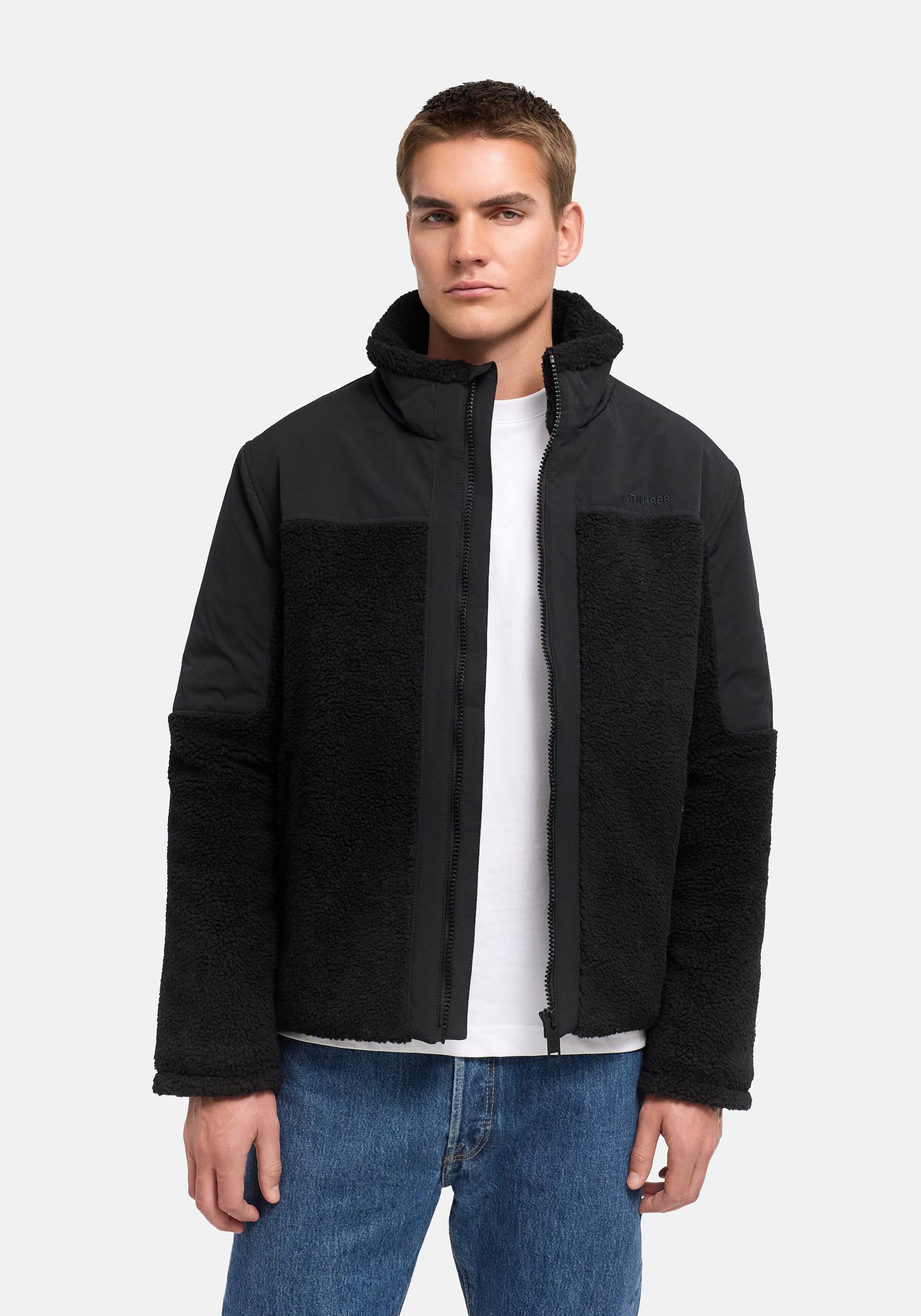 Stone Harbour Plüschjacke "Riveen XX" ohne Kapuze Warme Winterjacke mit Teddyfleece Materialmix