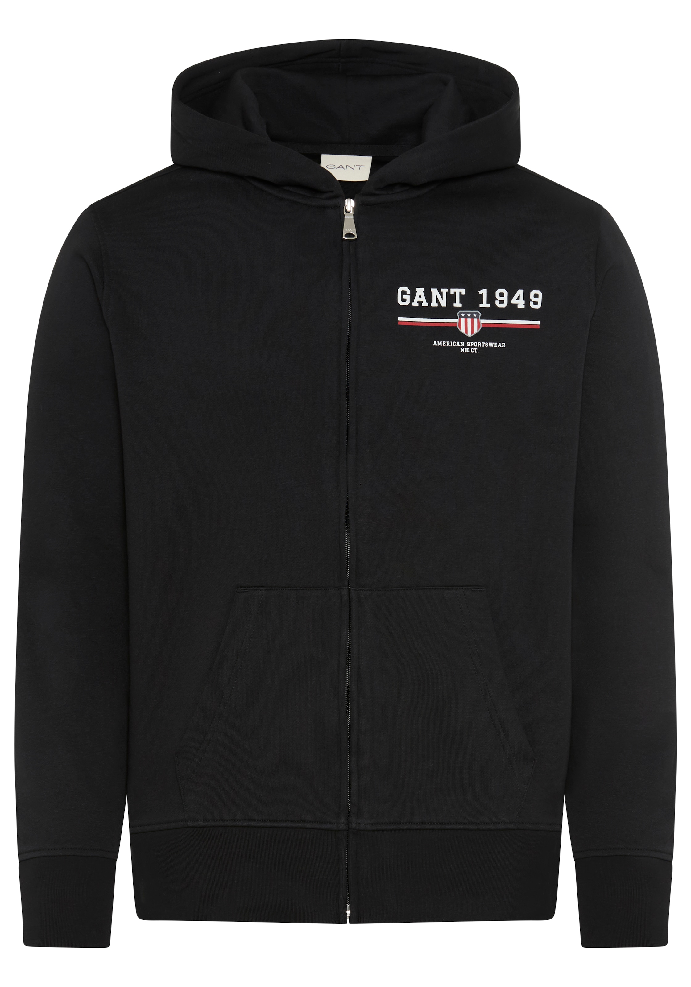 Gant Kapuzensweatjacke "GRAPHIC FULL ZIP HOODIE", Kängurutasche, Rippbündch günstig online kaufen