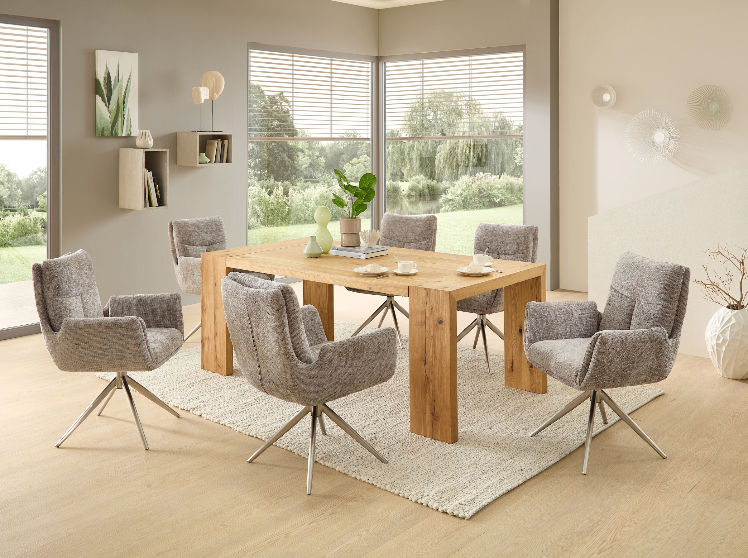 Stolkom Esstisch »Anno Esszimmertisch Eiche Massivholz geölt, FSC, BxHxT 200x76x100 cm«, Eiche Massivholz geölt, FSC-Zertifiziert, Flächenbelastung bis 90 kg