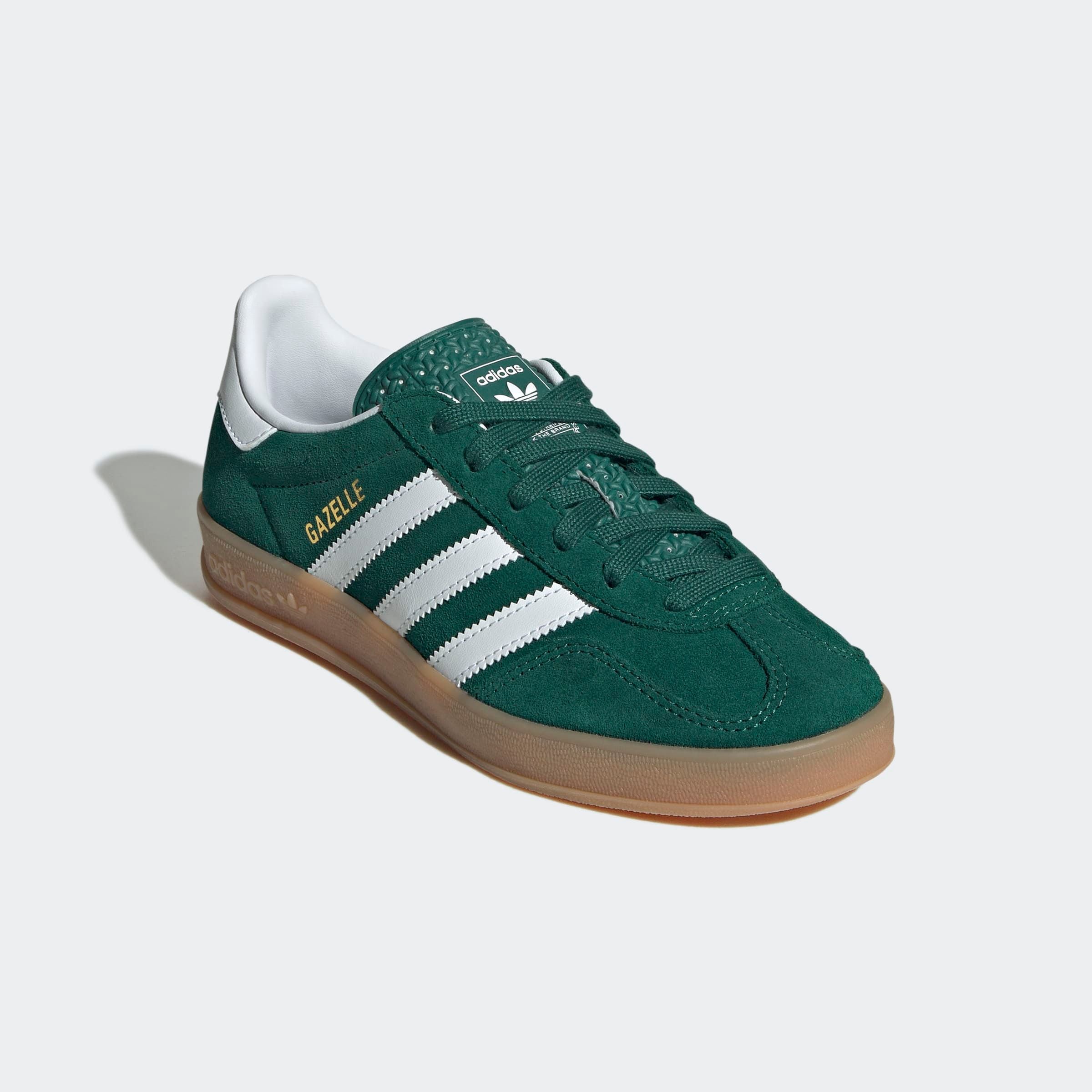 Mädchen Sneaker "GAZELLE INDOOR FÜR KINDER", ADIDAS ORIGINALS, Gr. 36collegiate grün, cloud weiß, gum 2, Leder, Synthetik, Schuhe, für Kinder &