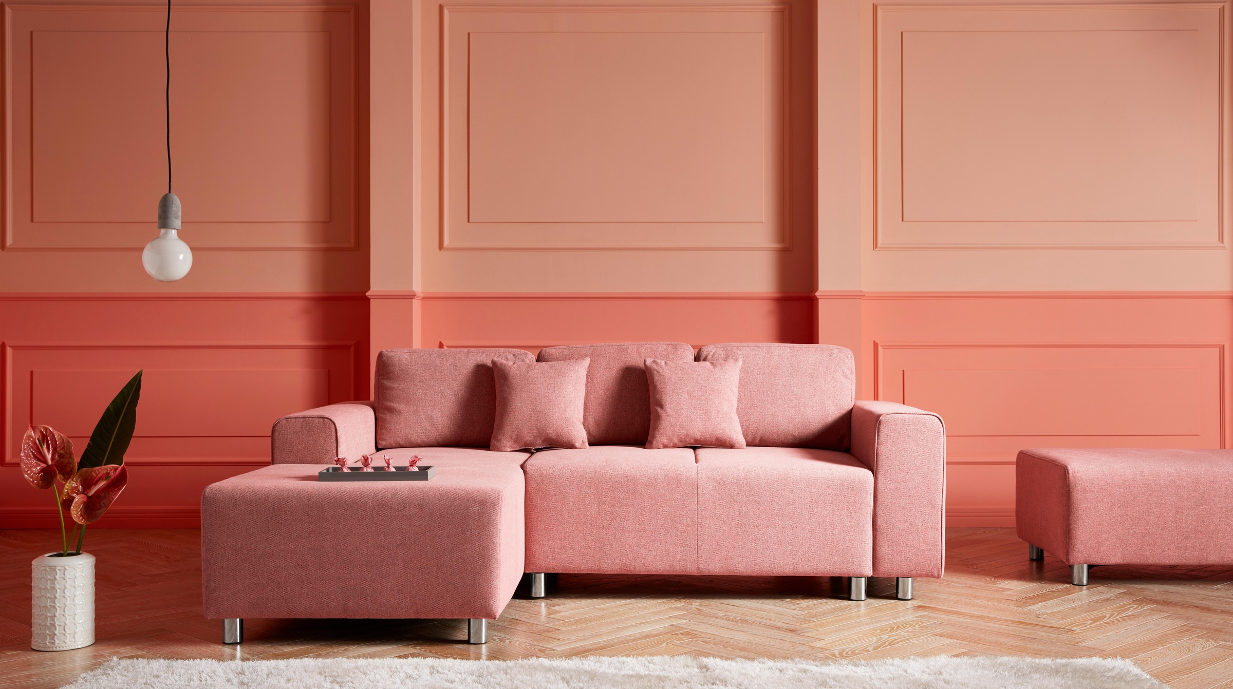 Guido Maria Kretschmer Home&Living Ecksofa »Györ«, L-Form, wahlweise mit Bettfunktion und Bettkasten incl. 2 Zierkissen