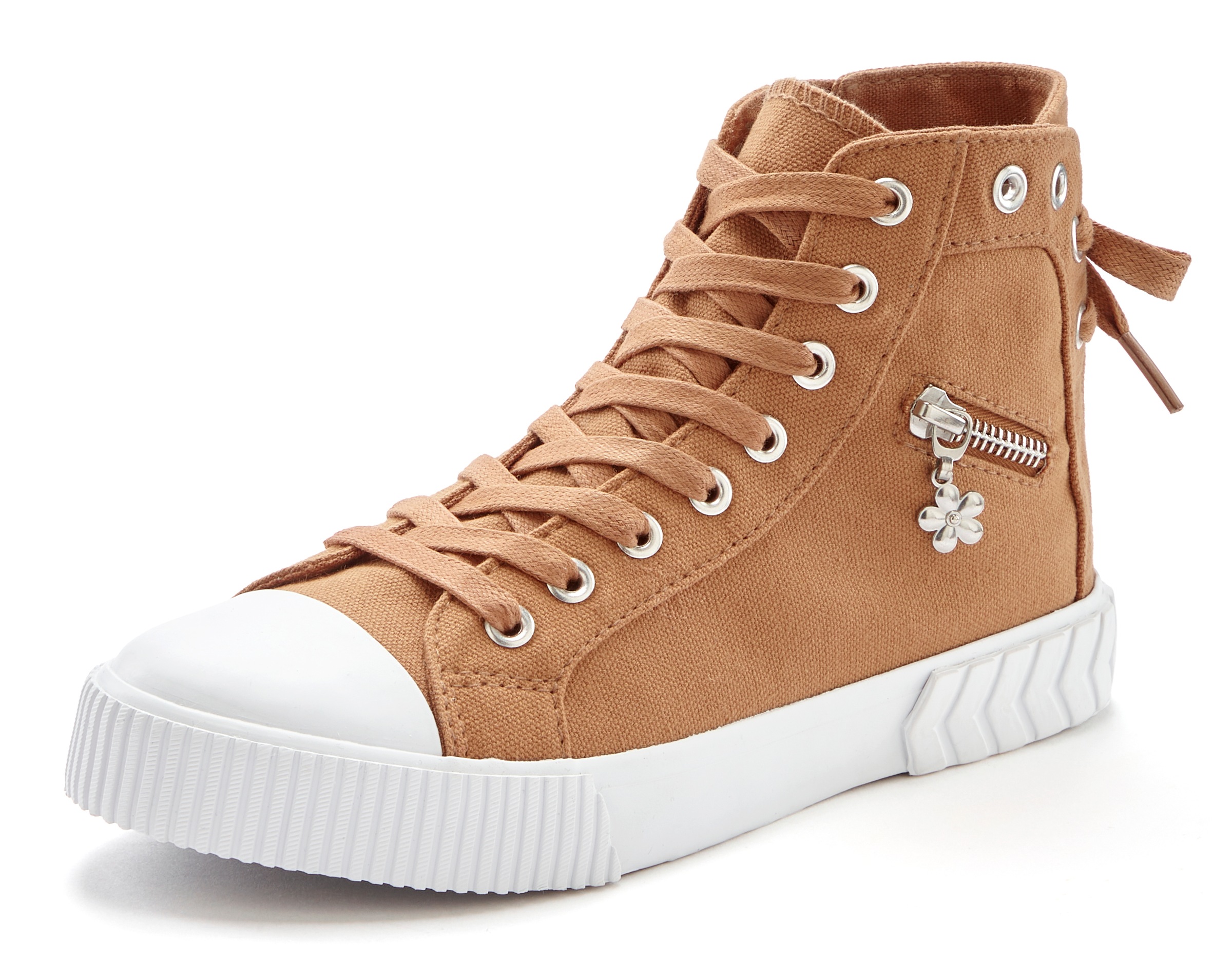 LASCANA Stiefelette "Sneaker," aus Textil zum Schnüren, High-Sneaker, Schnü günstig online kaufen