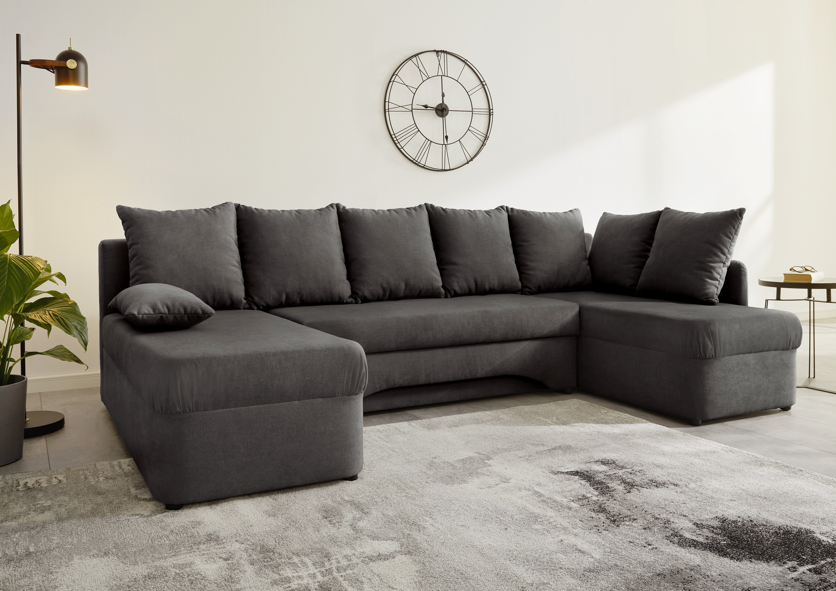 Jockenhöfer Gruppe Wohnlandschaft "Arktis U-Form, B: 260 cm, auch in Cord" Sofa mit Bettkasten & Schlaffunktion, zahlreiche Kissen