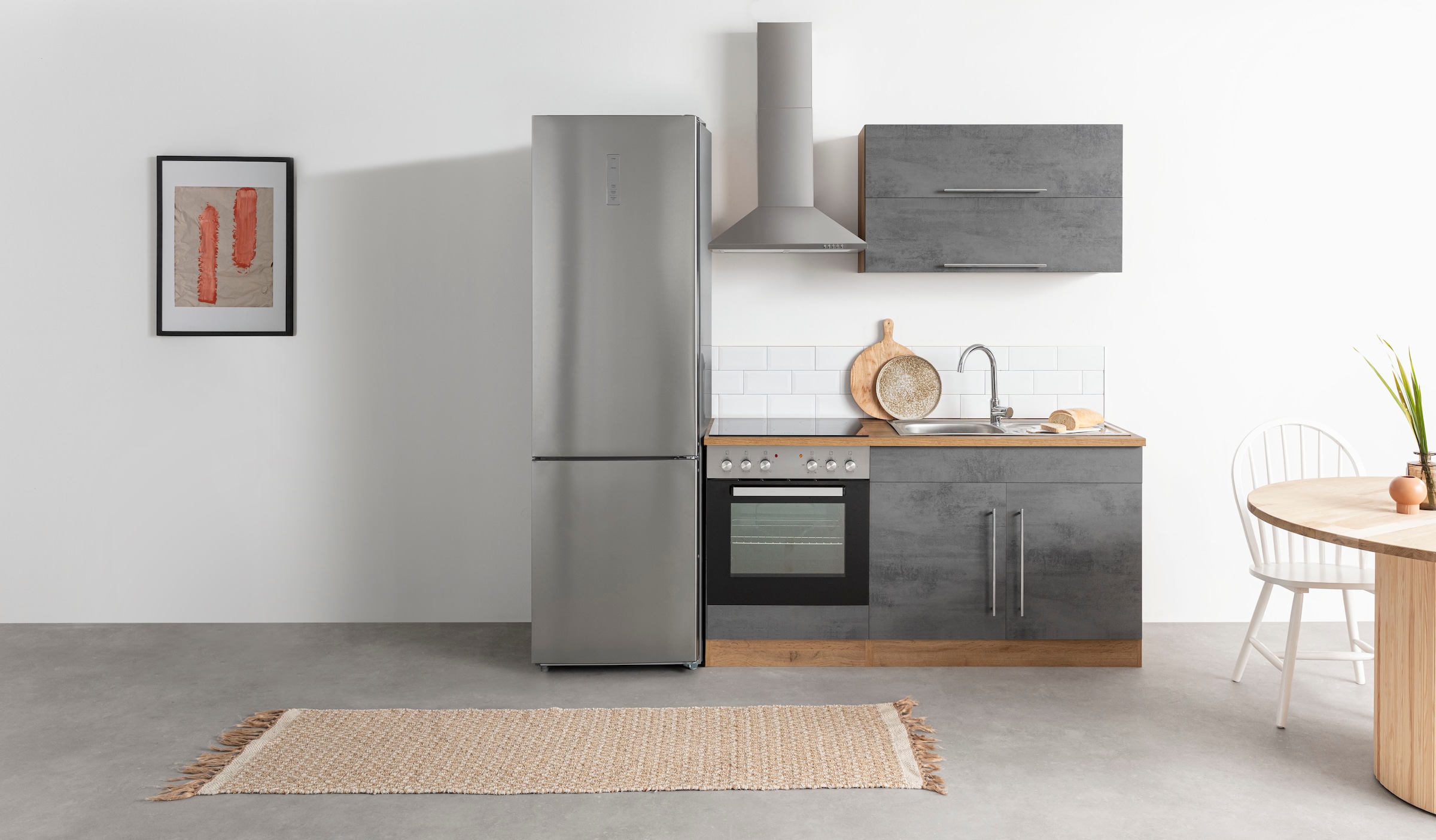 KOCHSTATION Pantryküche "KS-Samos" Breite 160 cm, wahlweise mit E-Geräten und Glaskeramikkochfeld