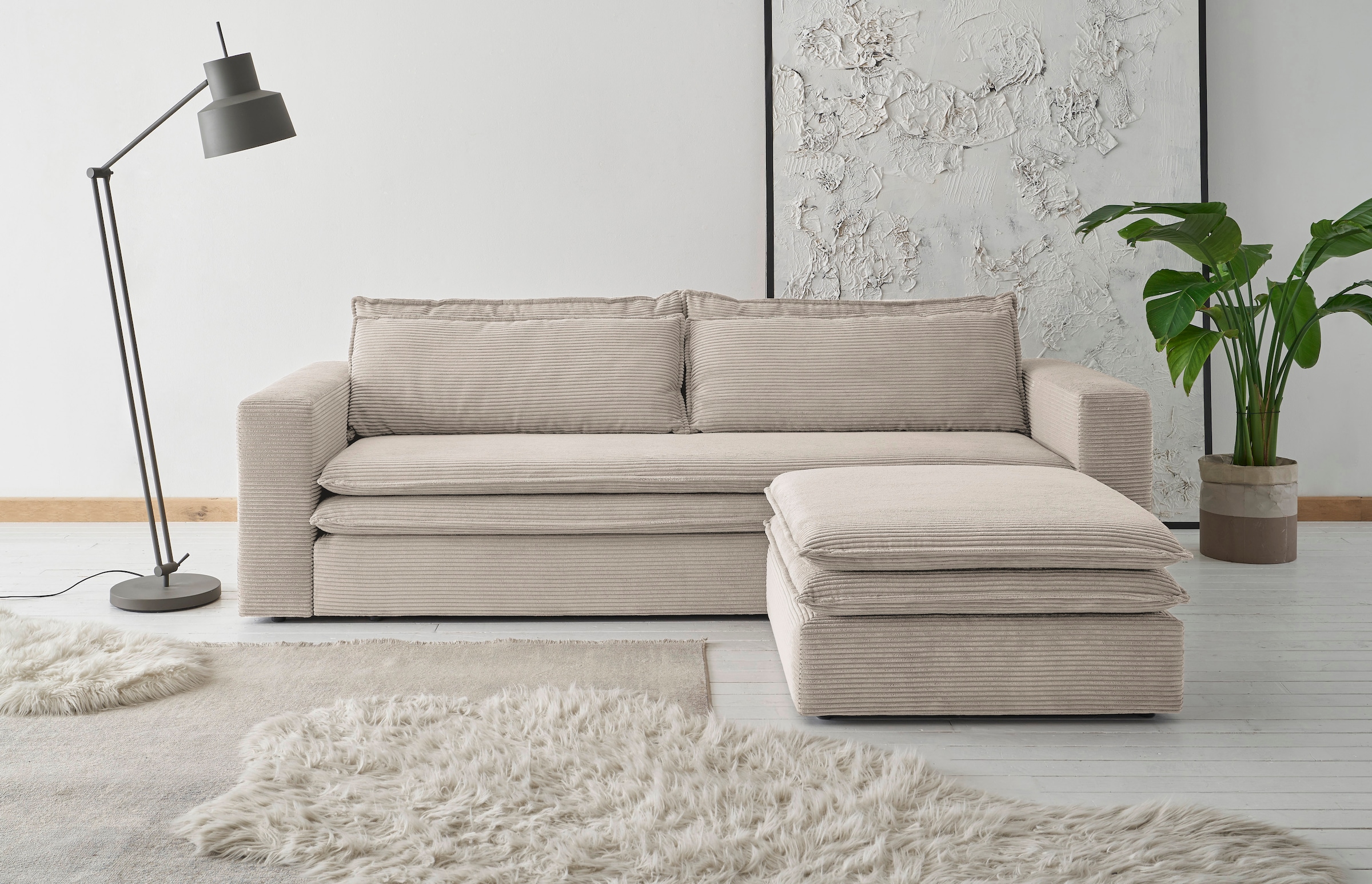 PLACES OF STYLE Sitzgruppe "PIAGGE" 2 Stk. tlg. 3-Sitzer-Sofa mit Bettfunkt günstig online kaufen