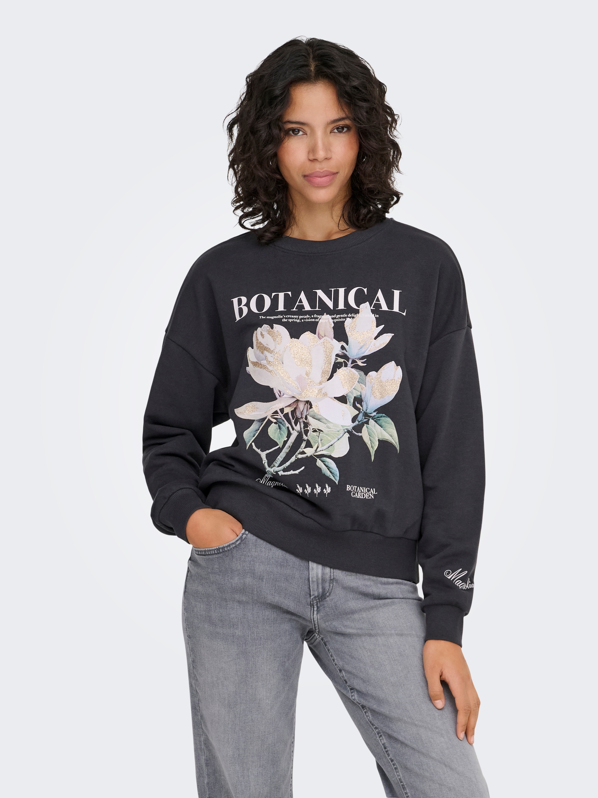 ONLY Sweatshirt "ONLFLEUR L/S O-NECK BOX UB SWT", Baumwollmischung, oversiz günstig online kaufen
