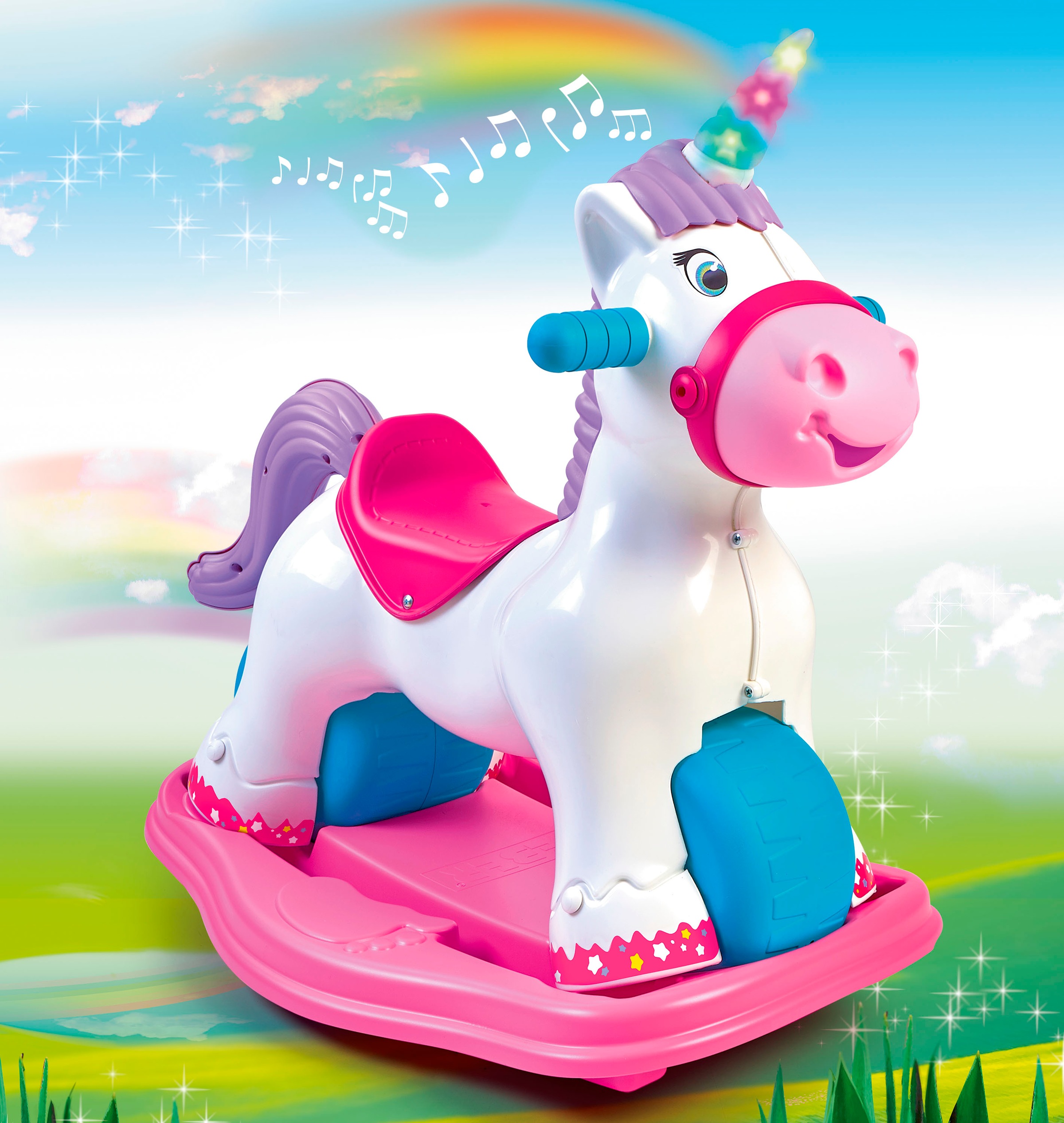 Feber® Schaukeltier »Feber Baby Unicorn 2in1«, mit Licht- und Soundeffekt; Made in Europe