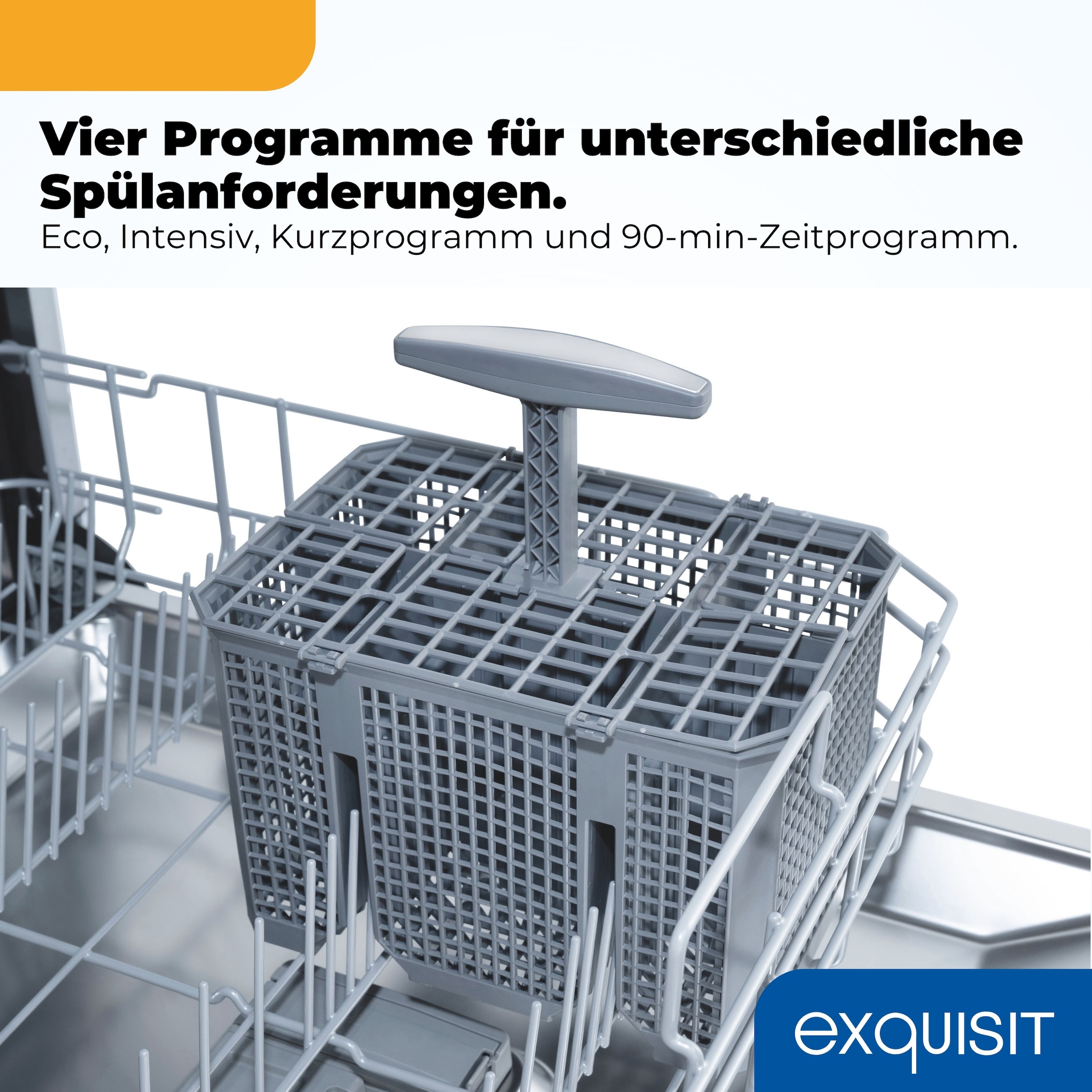 exquisit Standgeschirrspüler 9114 »GSP9114-451D schwarz« 11,9 l 14 tlg. Maßgedecke 14 Maßgedecke & flüsterleise 49 dB – stark und angenehm ruhig