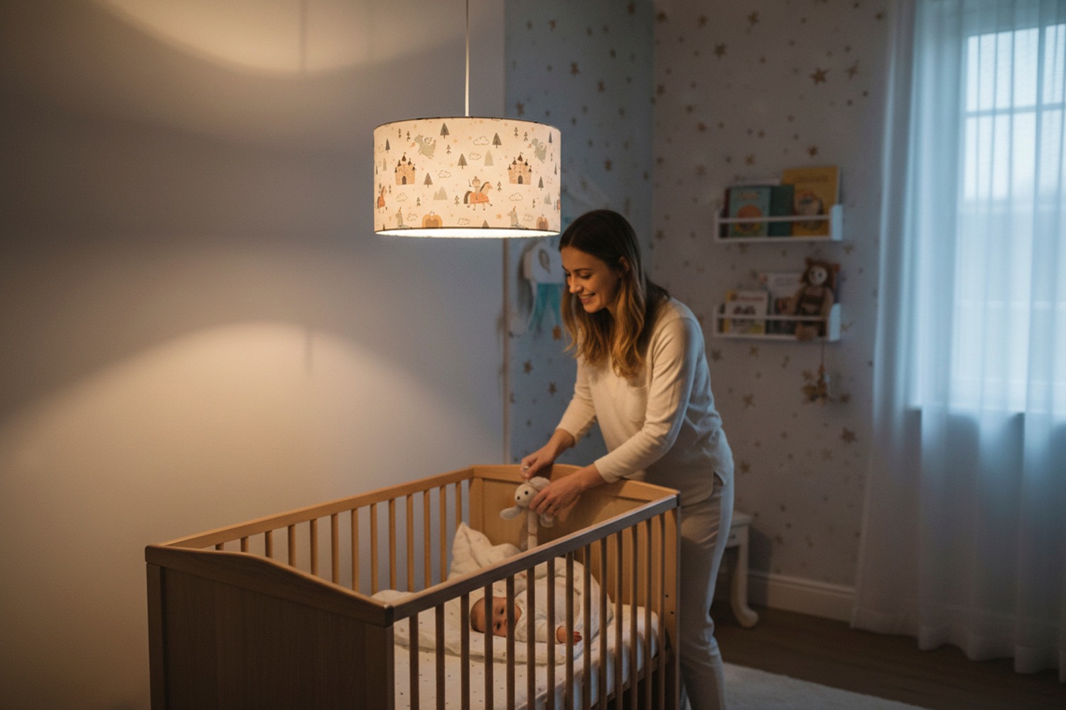 niermann Hängeleuchte »Stoff-Pendelleuchte Motiv "Little Safari", Kinderzimmer, Kinderlampe« E27 1 Stk. Stoffschirm, höhenverstellbare Pendelaufhängung, Made in Germany