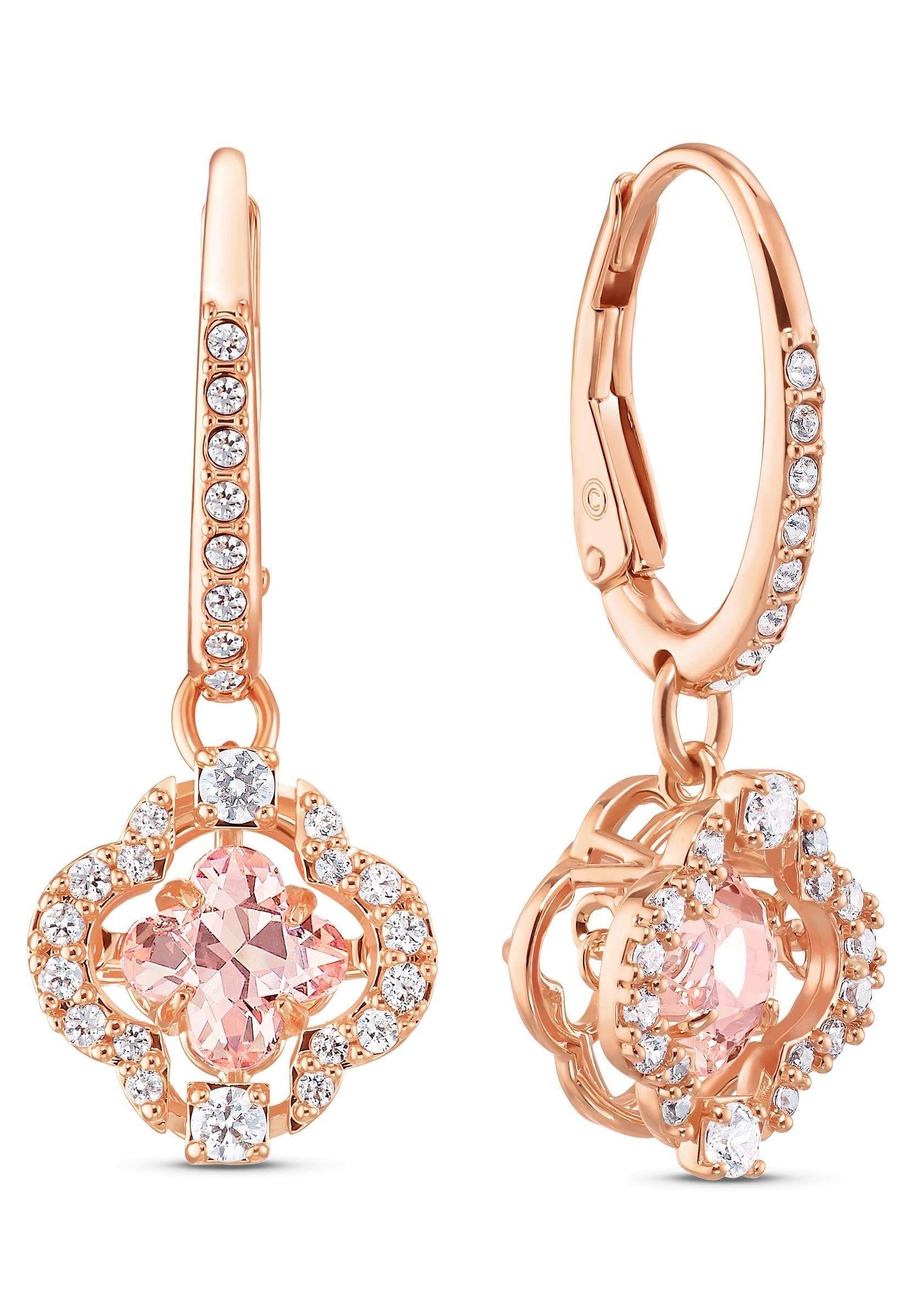 Swarovski Paar Ohrhänger »Glücksklee, Sparkling Dance Clover, rosa, Rosé  vergoldet, 5516477«, mit Swarovski® Kristallen online kaufen