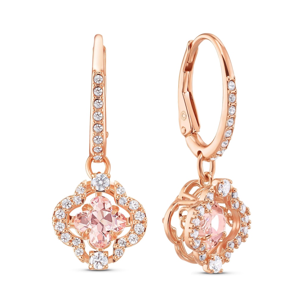 Swarovski Paar Ohrhänger »Glücksklee, Sparkling Dance Clover, rosa, Rosé vergoldet, 5516477«