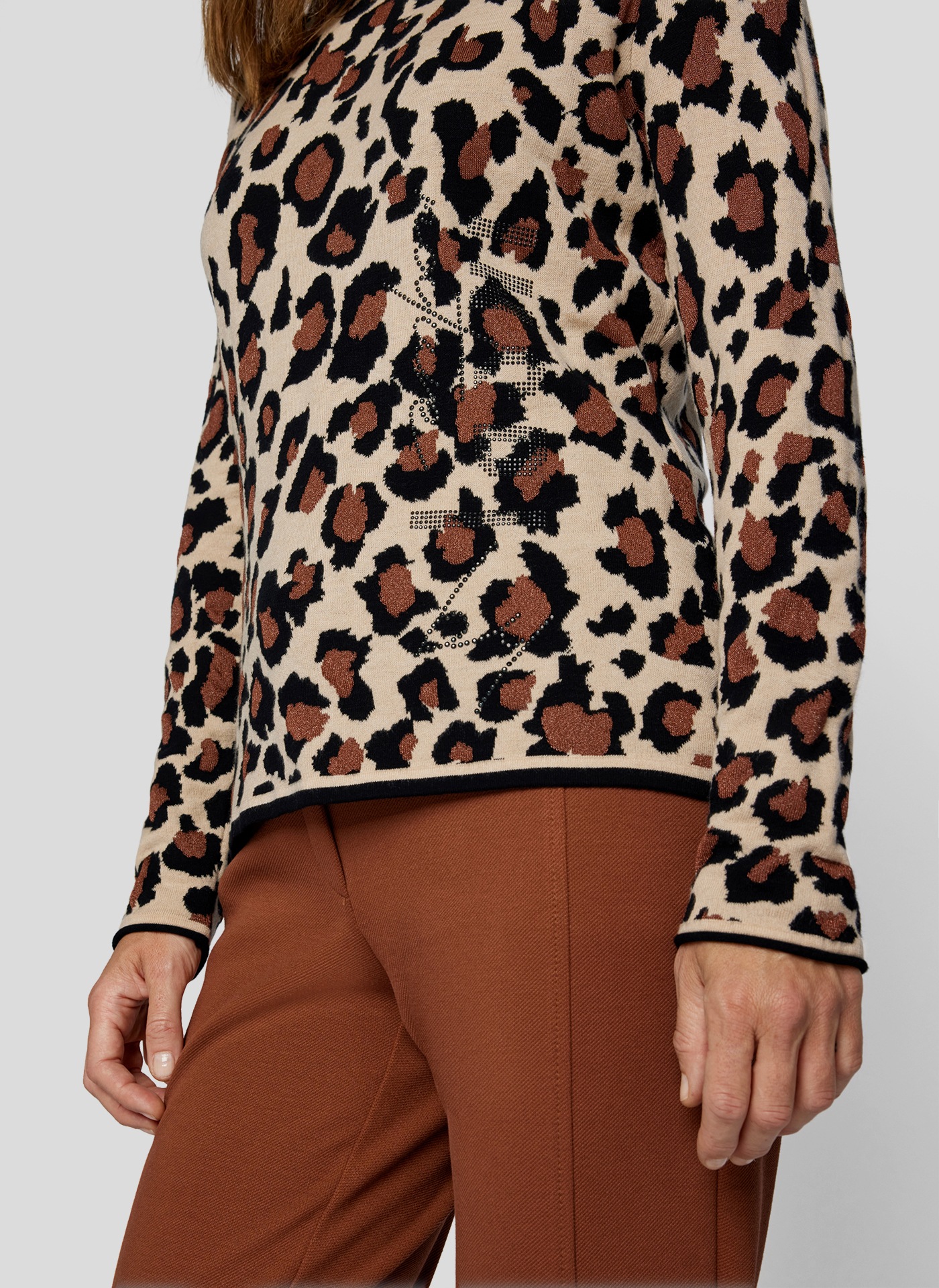 Rabe Strickpullover »Rabe Glamouröser Animal-Print Pullover mit Strassdetails«
