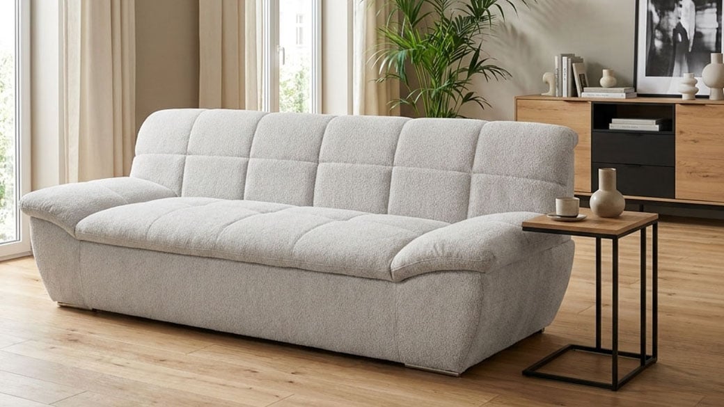 OTTO home 2-Sitzer "Salltum 211 cm breit, formschön, komfortabel" mit Ziernähen in Rücken und im Sitz, pflegeleichter Bezug