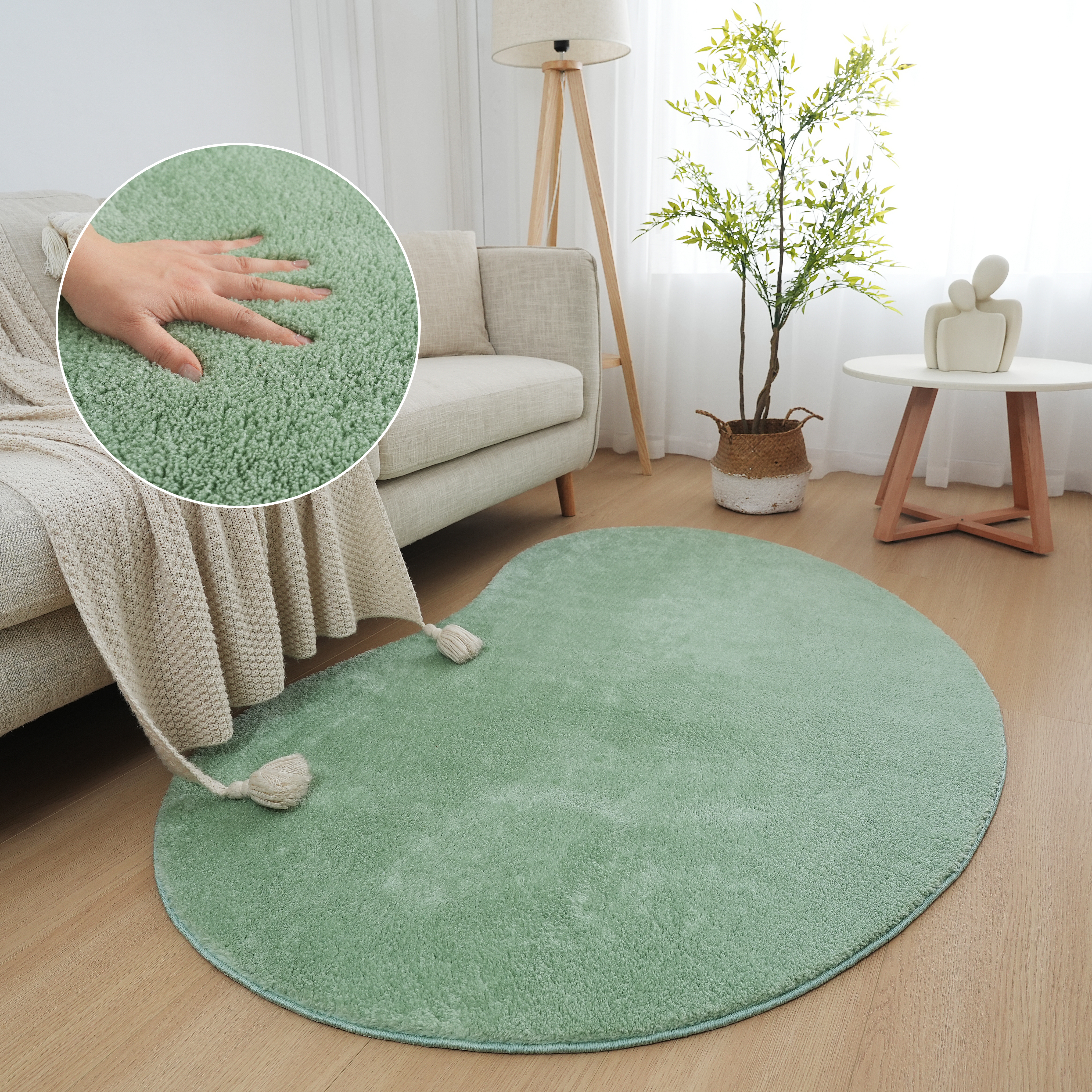 OTTO home Teppich "Cali Bean" U-förmig 16 mm Höhe besondere Form, Uni, weich, waschbar, Wohnzimmer, Schlafzimmer