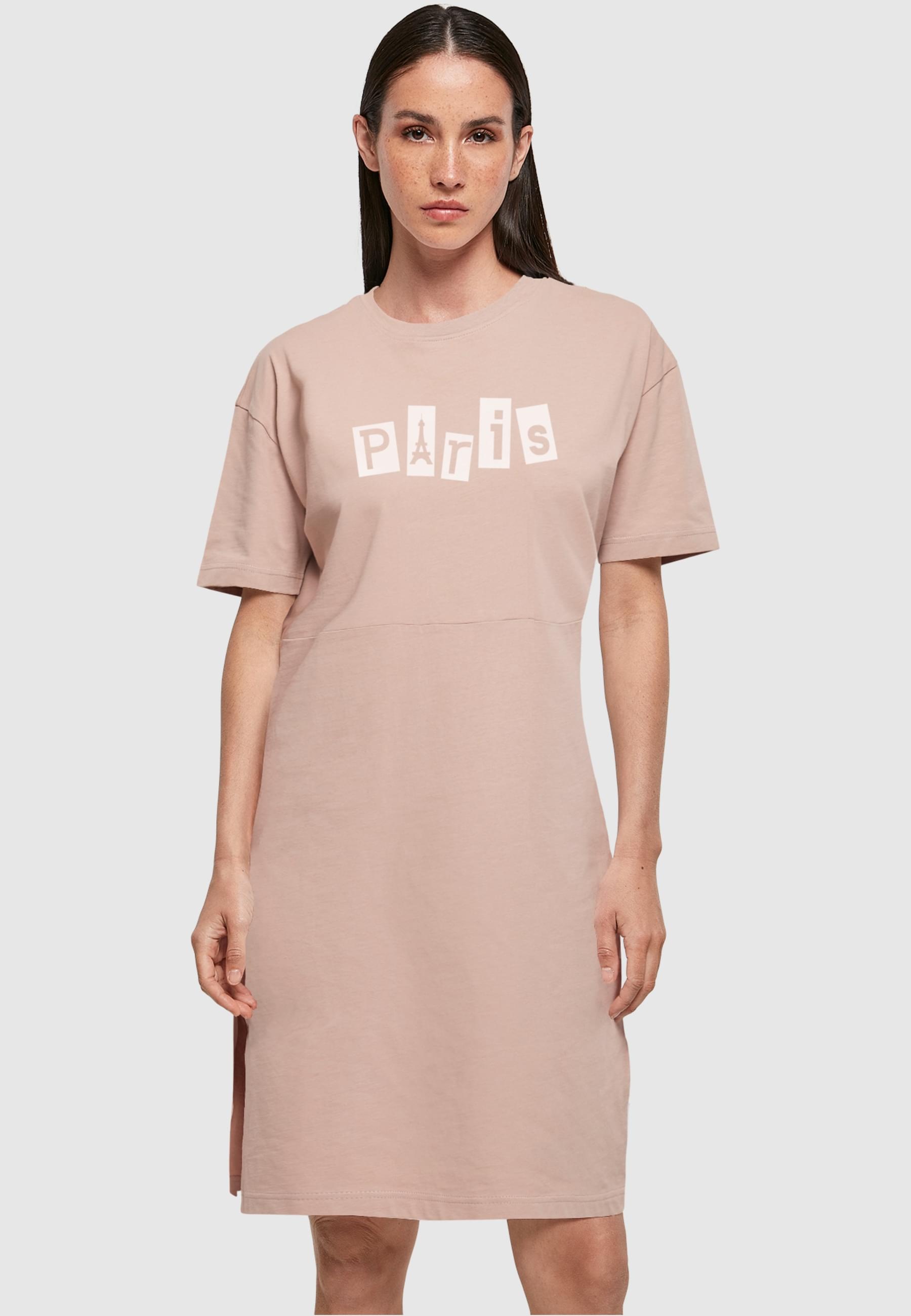 Merchcode Shirtkleid »Merchcode Damen Ladies Paris X Organic Oversized Slit Tee Dress«, (1 tlg.)