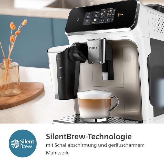 Philips Kaffeevollautomat »EP2333/40 2300 Series«, 4 Kaffeespezialitäten,  mit LatteGo-Milchsystem, Weiß und Chrom | BAUR