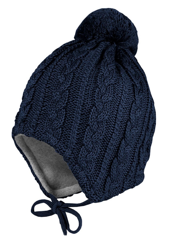 MAXIMO mit Zopfstrickmuster mit Pompon und Bindeband