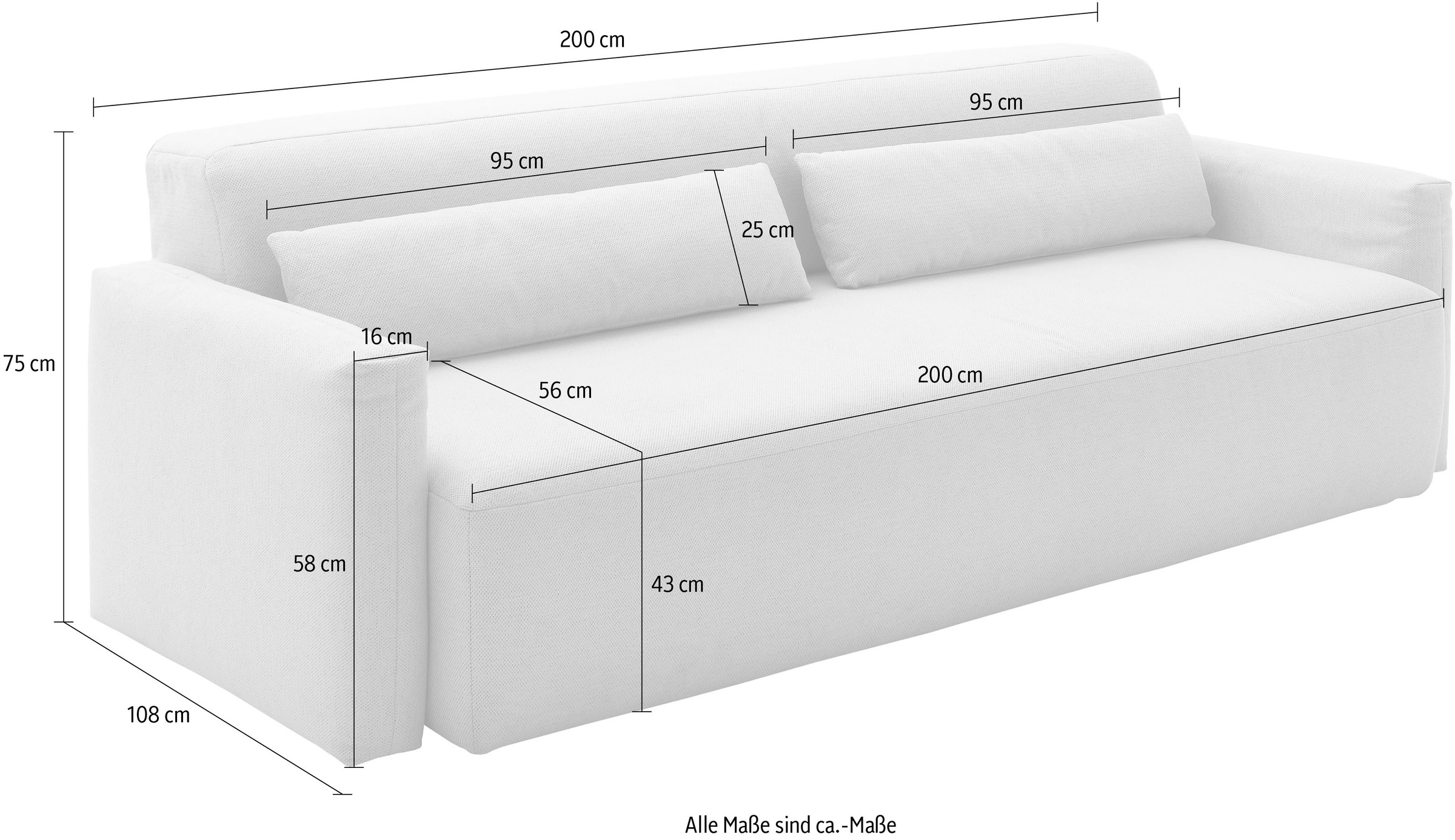 INOSIGN Schlafsofa »Donka Dauerschläfer-geeignet, belastbar bis 270 kg, incl. Bettlkasten«, mit Armlehnen, Breite 232 cm, auch in Cord, Tonnentaschen-Federkern