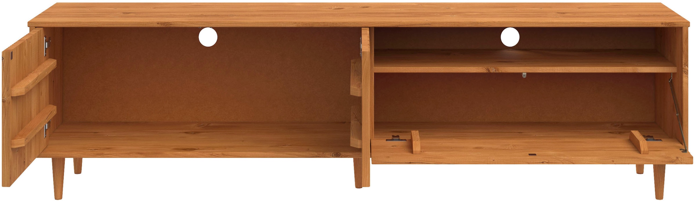 INOSIGN Lowboard »Malmedy Front mit gefrästen Rillen«, TV-Kommode aus massivem Kiefernholz, Push-to-open, Breite 180 cm