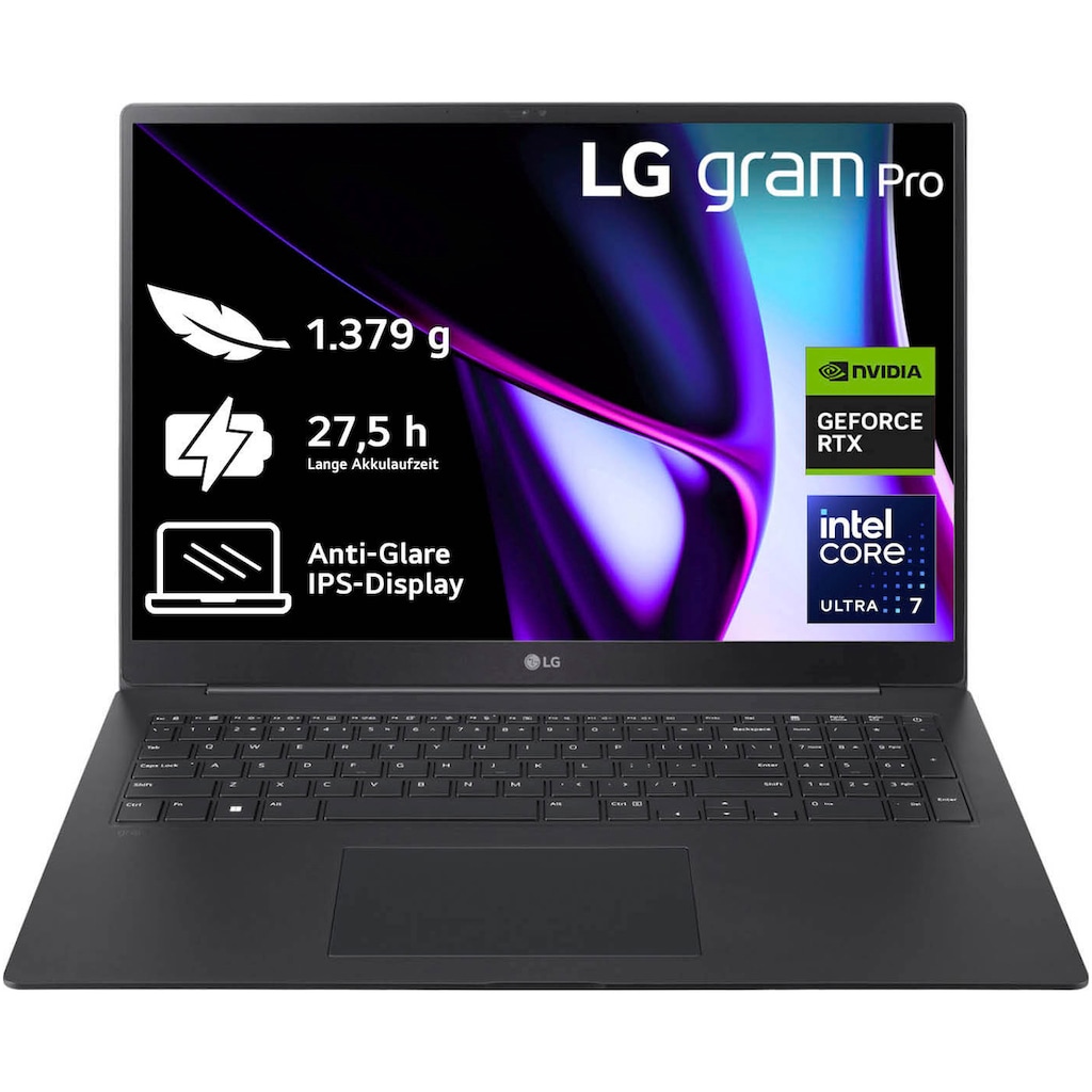 LG Business-Notebook »Gram Pro 17 Ultralight Laptop, IPS Display, 32GB RAM, Windows 11 Home,«, 43,18 cm, / 17 Zoll, Intel, Core Ultra 7, GeForce RTX 3050, 2000 GB SSD, 17Z90SP-E.AD7BG, 2024