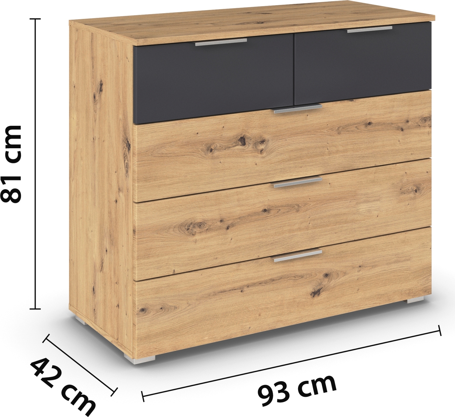 rauch Schubkastenkommode »Monza Sideboard Kommode Wäscheschrank«, mit 5 geräumigen Schubkästen in trendigen Farbkombinationen