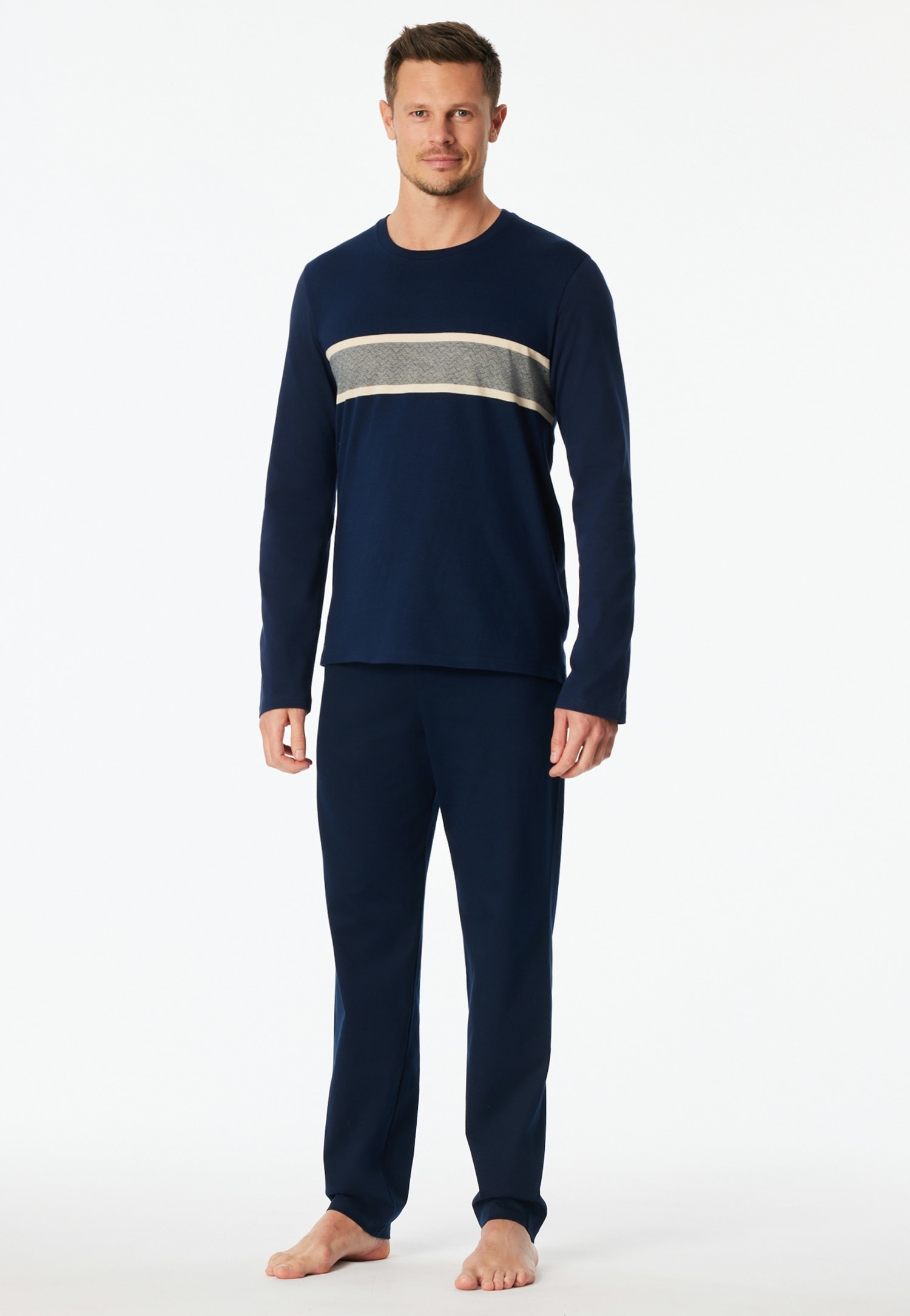 Schiesser Schlafanzug »Casual Nightwear« 2 mit langen Ärmeln und Rundhalsausschnitt