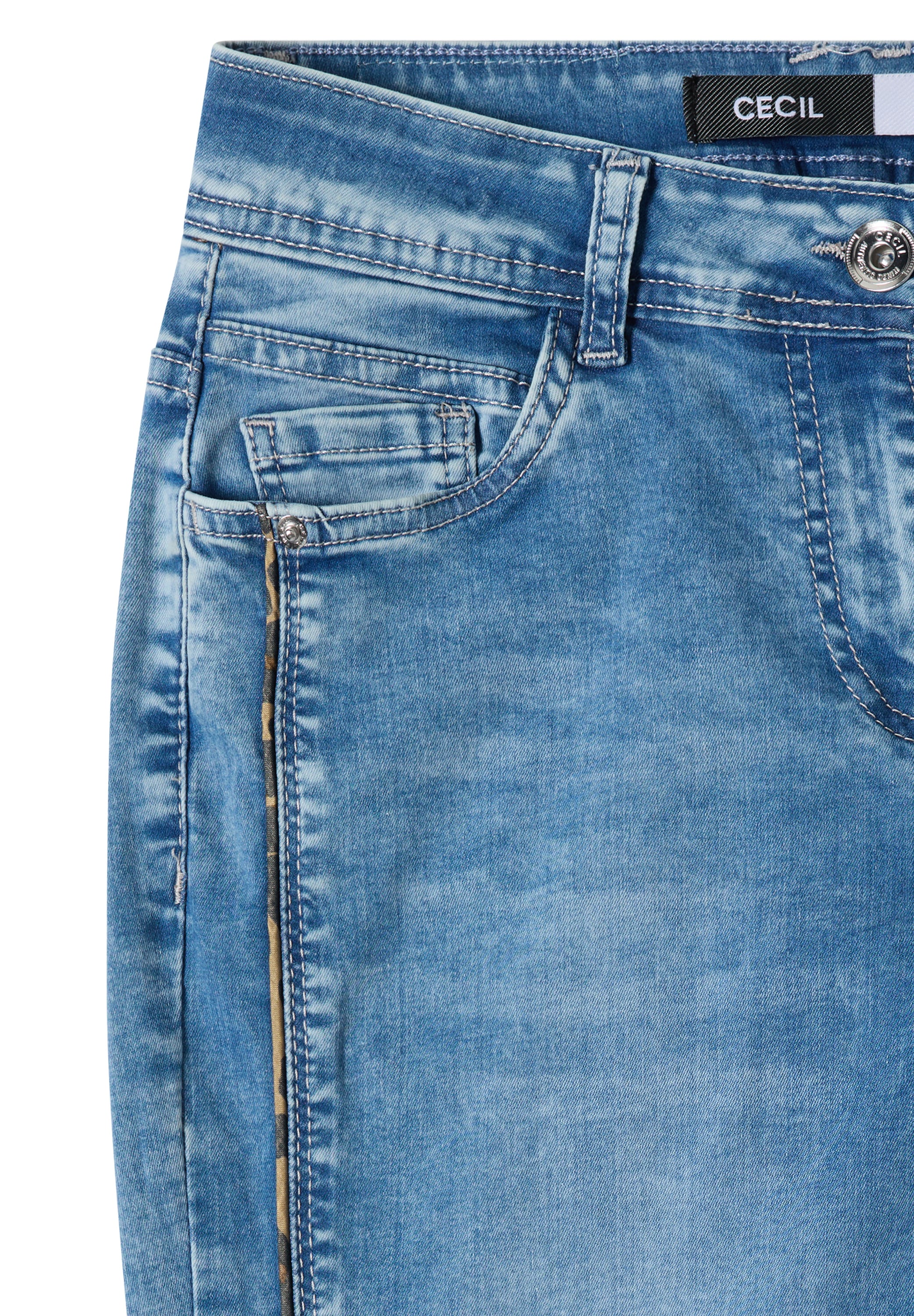 Cecil Straight-Jeans »Style Scarlett Straight« mit Leo-Pipings / Streifen