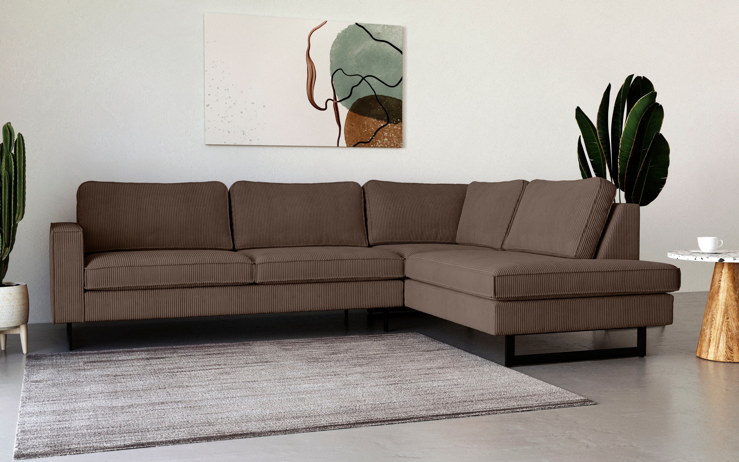 Places of Style Ecksofa "Pinto, 290 cm, Cord, Chenille, Lederoptik, Ottoman günstig online kaufen