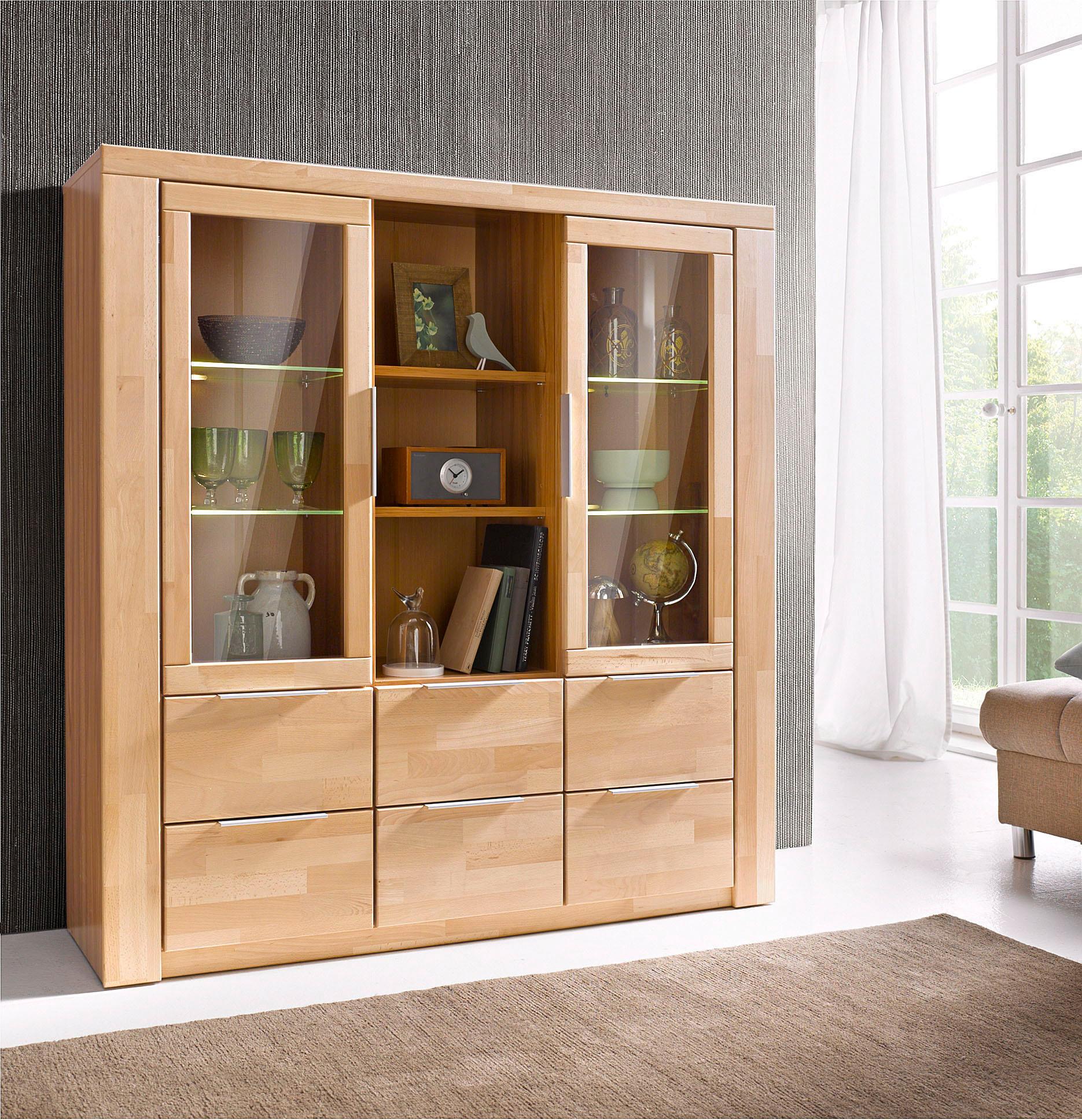 OTTO home Highboard "Zara, 9 Fächer, 6 Schubkästen" B/T/H: 140/40/145, Metallgriffe