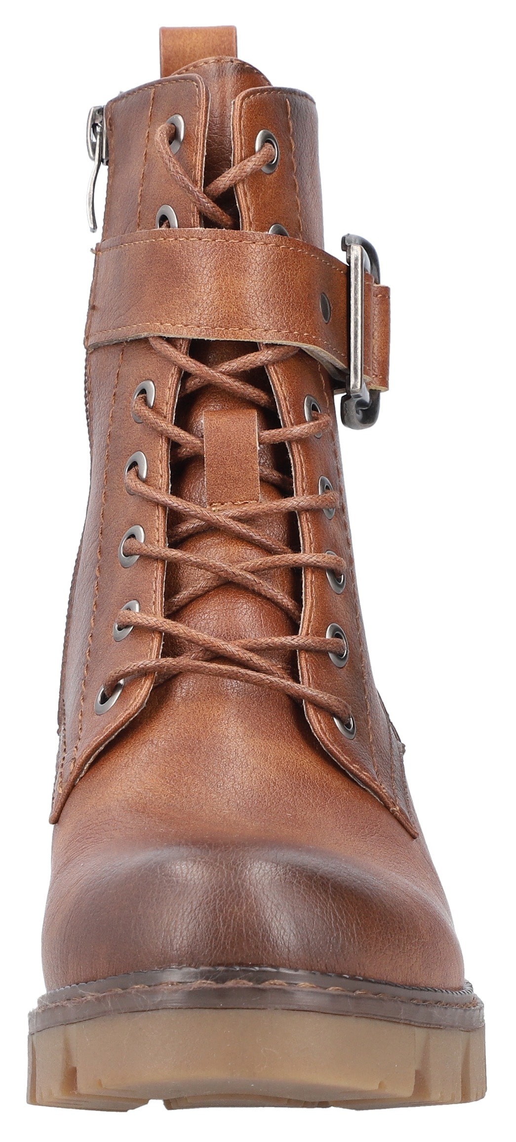Rieker Schnürstiefelette, Schnürboots, Bikerboots, Blockabsatz, mit verstellbarer Schnalle