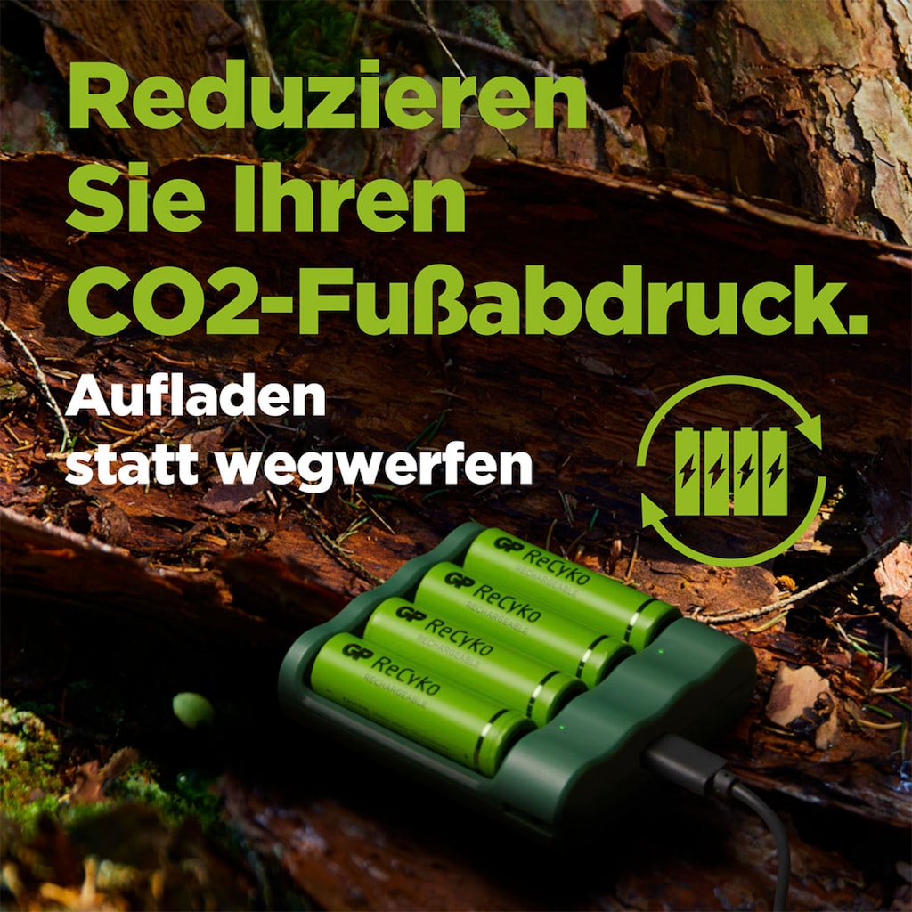 GP Batteries Akku-Ladestation »USB-Akkuladegerät B421 inkl. 4x ReCyko AA Akkus je 2100 mAh«