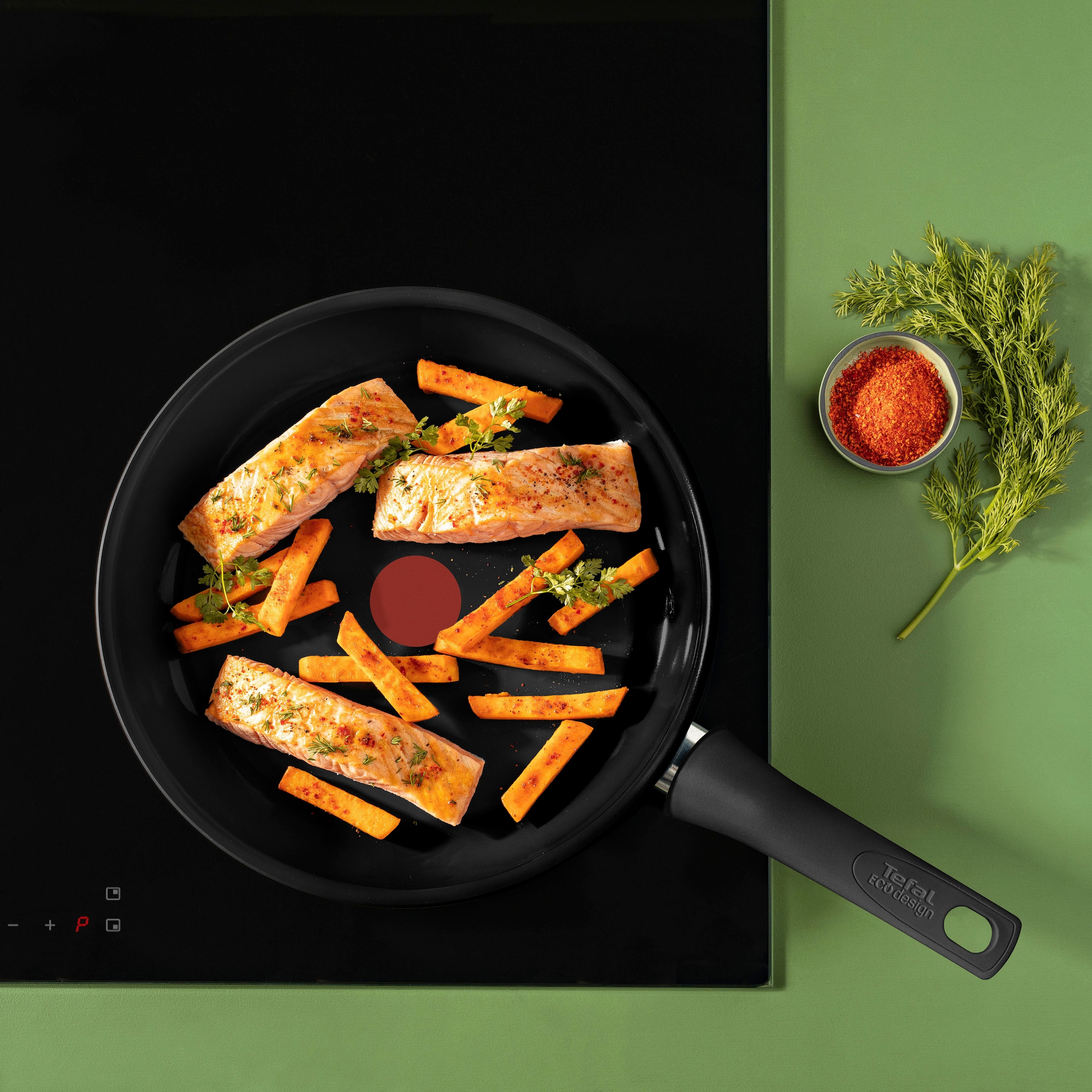 Tefal Bratpfanne »Renew On Black«, Aluminium, (1 tlg.), umweltfreundlich, recycelt, Thermo-Signal, Induktion