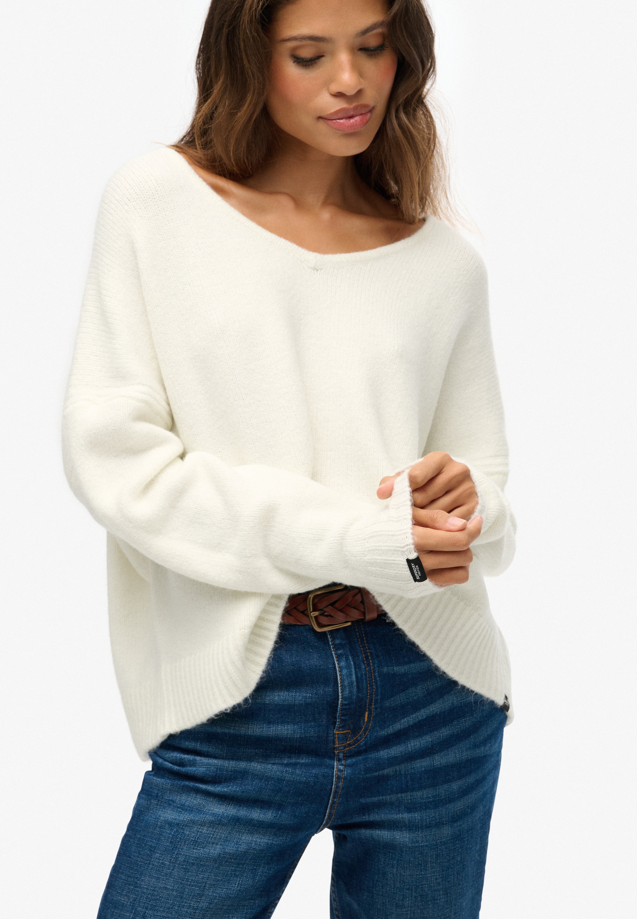 Superdry Strickpullover »BRUSHED OS V NECK JUMPER«