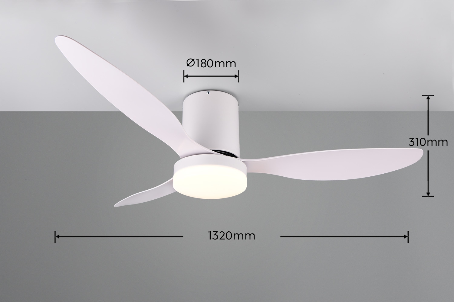 REALITY Leuchten LED Deckenleuchte »GÖTEBORG mit Ventilator, Deckenventilator mit Licht inkl Fernbedienung«, 1 flammig, Leuchtmittel LED-Board | LED fest integriert, 6 Geschwindigkeiten Timer Vor- & Rücklauf LED dimmbar CCT Nachtlicht