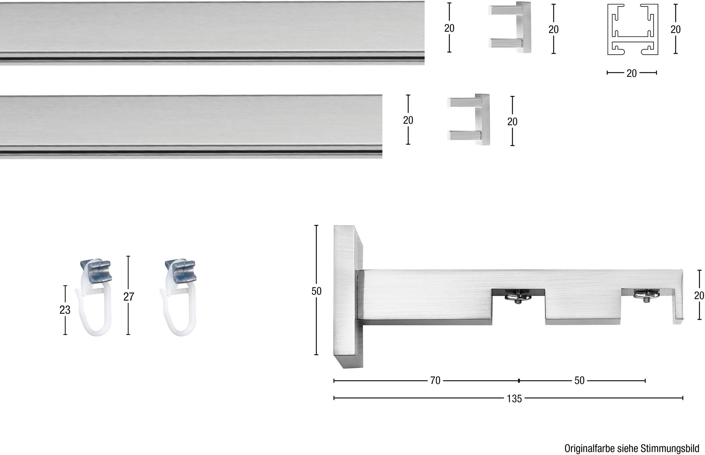 Thumbnail - GARESA Gardinenstange "Nora" Ø 20 mm 2 läufig-läufig Wunschmaßlänge Vorhanggarnitur, einfache Montage an die Wand, verlä...