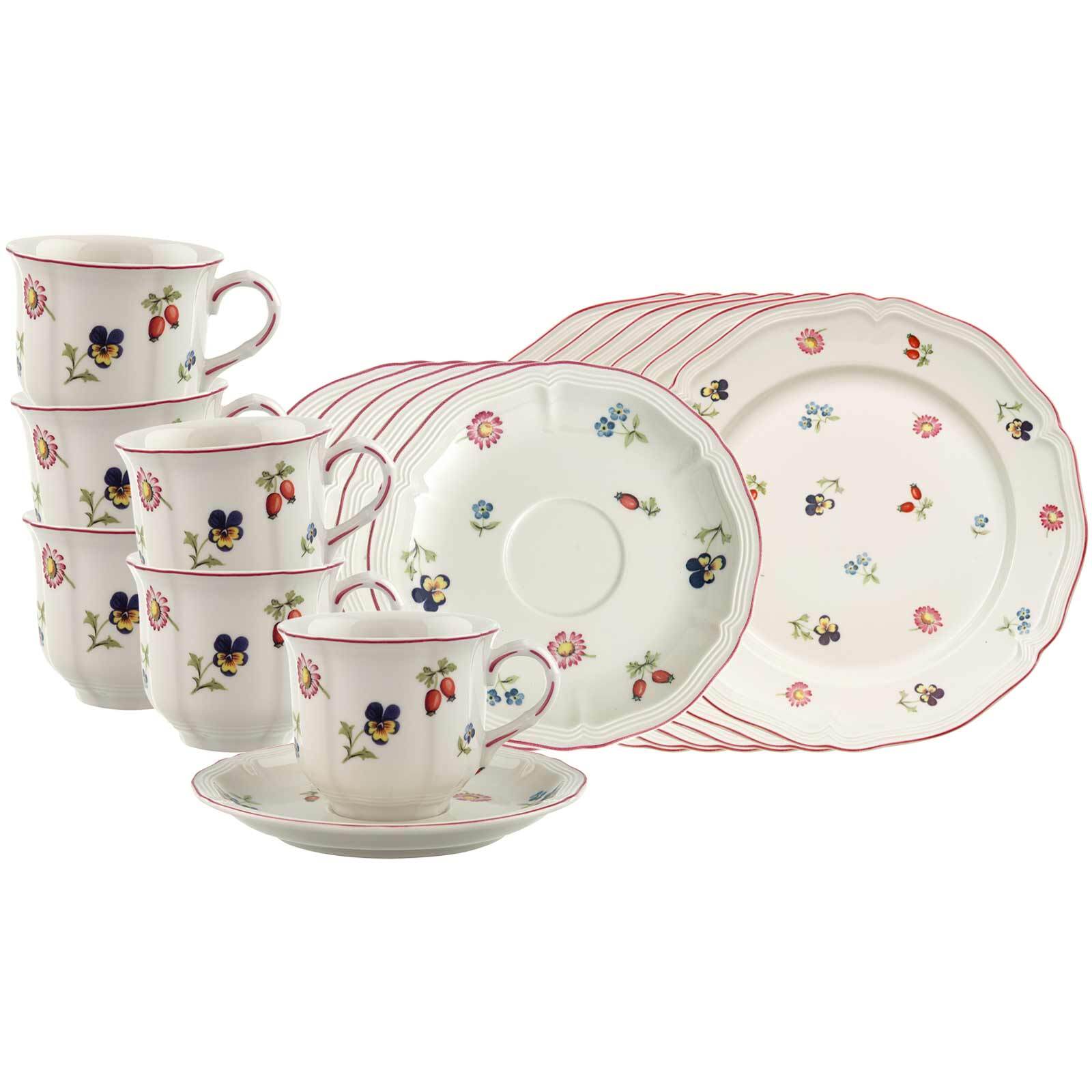 Villeroy & Boch Geschirr-Set "Kaffeeservice Petite Fleur 18er Set bunt" Spülmaschinenfest, Mikrowellensicher