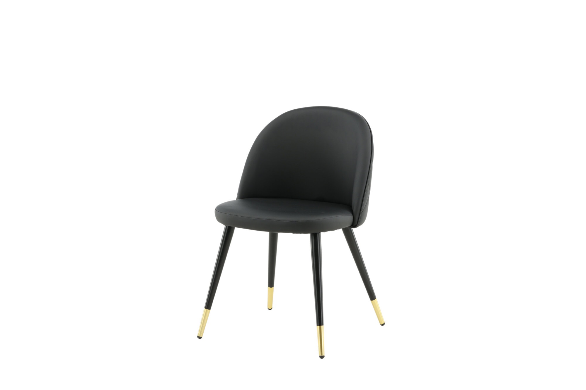 Venture Home Esszimmerstuhl »Velvet Stitches, 2er-Set Esszimmerstühle in Schwarz-PU, 150 kg« () 2 Stk.Polsterstuhl, Lederlook, schwarze Metallbeine, abgerundet, edel